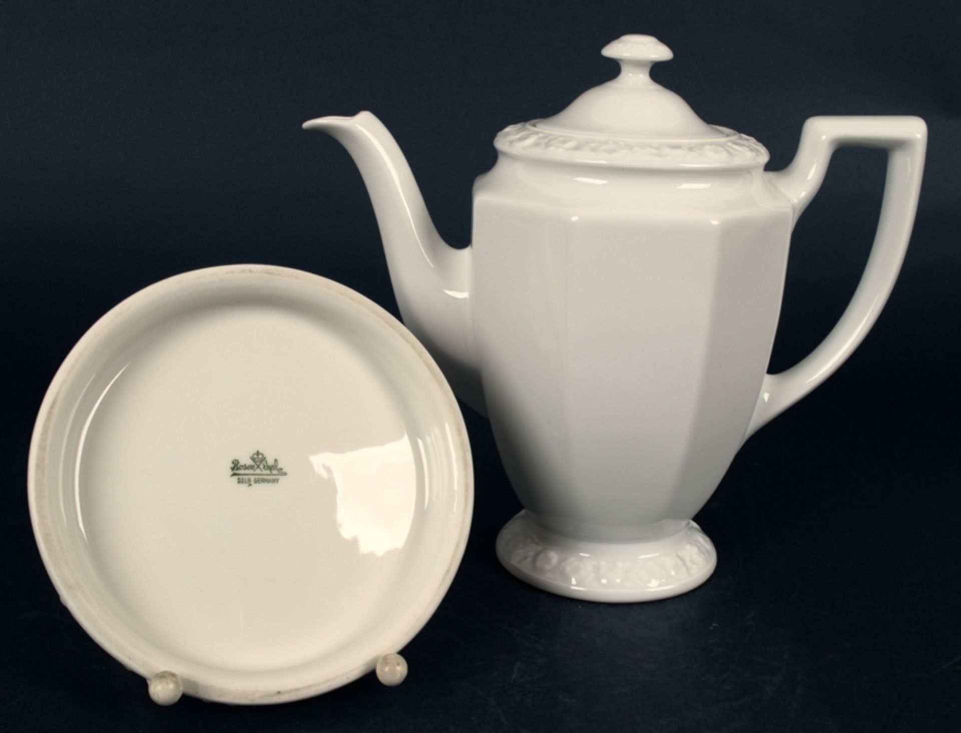 Kaffeekanne mit Kannenstand. Rosenthal "Maria Weiß", sehr schöner, gepflegter E - Image 6 of 9