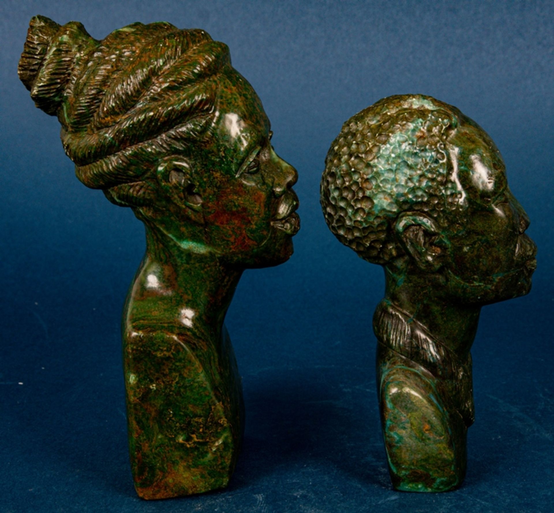 Paar afrikanischer Specksteinschnitzereien, Mann & Frau, Höhe ca. 18 bzw. ca. 1 - Image 2 of 12