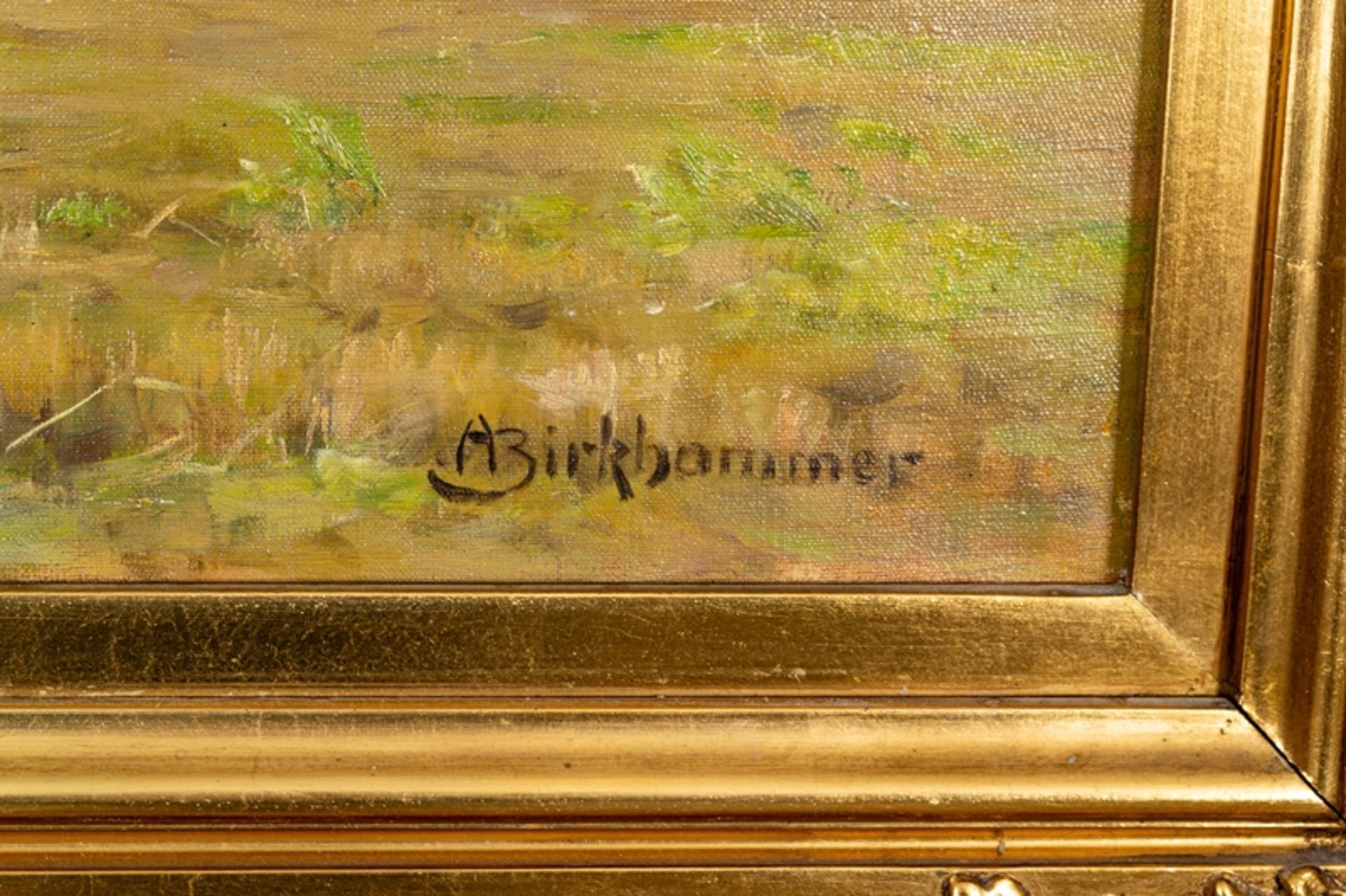 "Strohgarben auf sommerlichem Feld". Gemälde, Öl auf Leinwand, ca. 52 x 67 cm, - Image 4 of 8