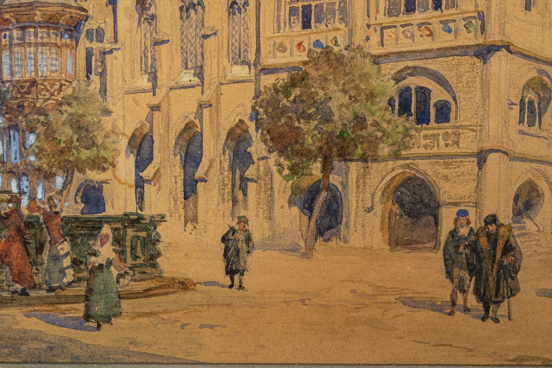 "Sommerliche Altstadtszenerie", Aquarell, ca. 27 x 39 cm, unten rechts monogram - Image 8 of 9