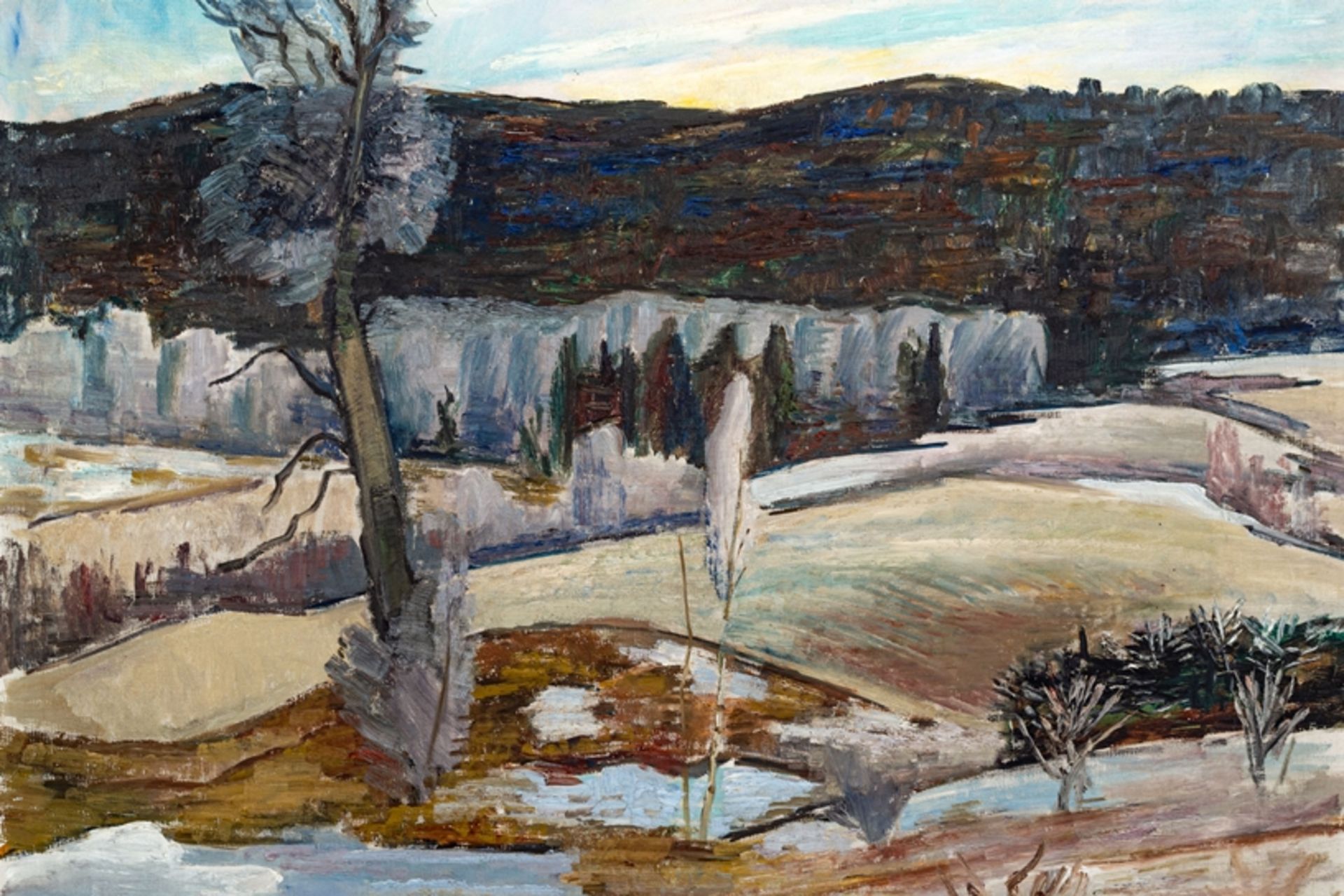 "Winterliche Landschaft" - Gemälde, Öl auf Leinwand, ca. 66 x 82 cm, unten rech - Image 3 of 8