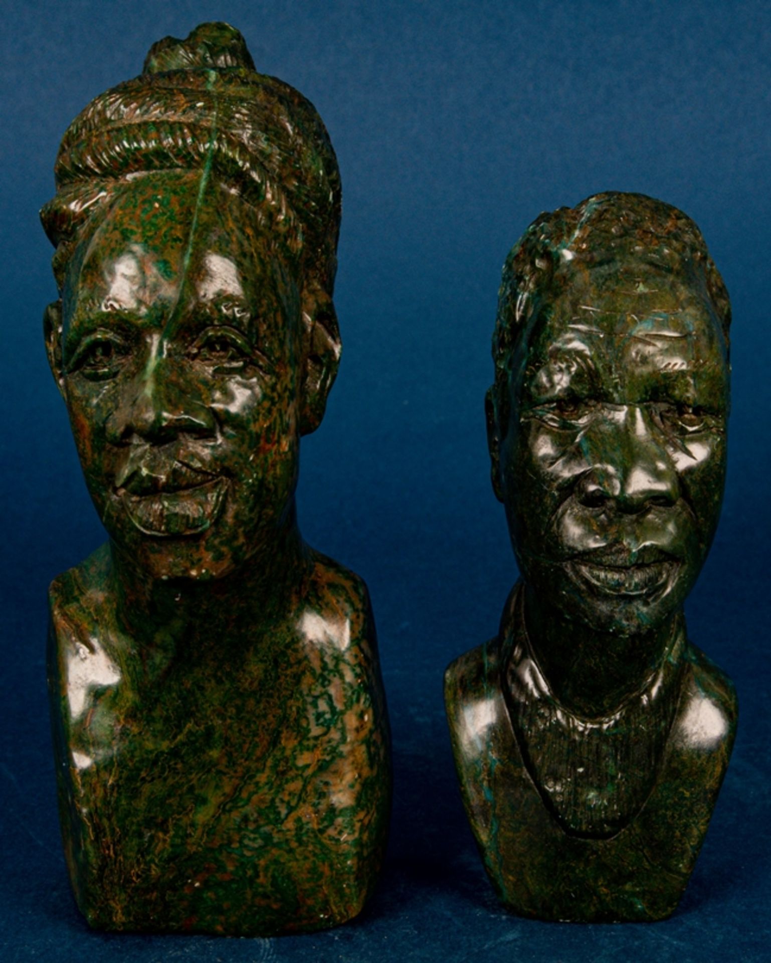 Paar afrikanischer Specksteinschnitzereien, Mann & Frau, Höhe ca. 18 bzw. ca. 1 - Image 8 of 12