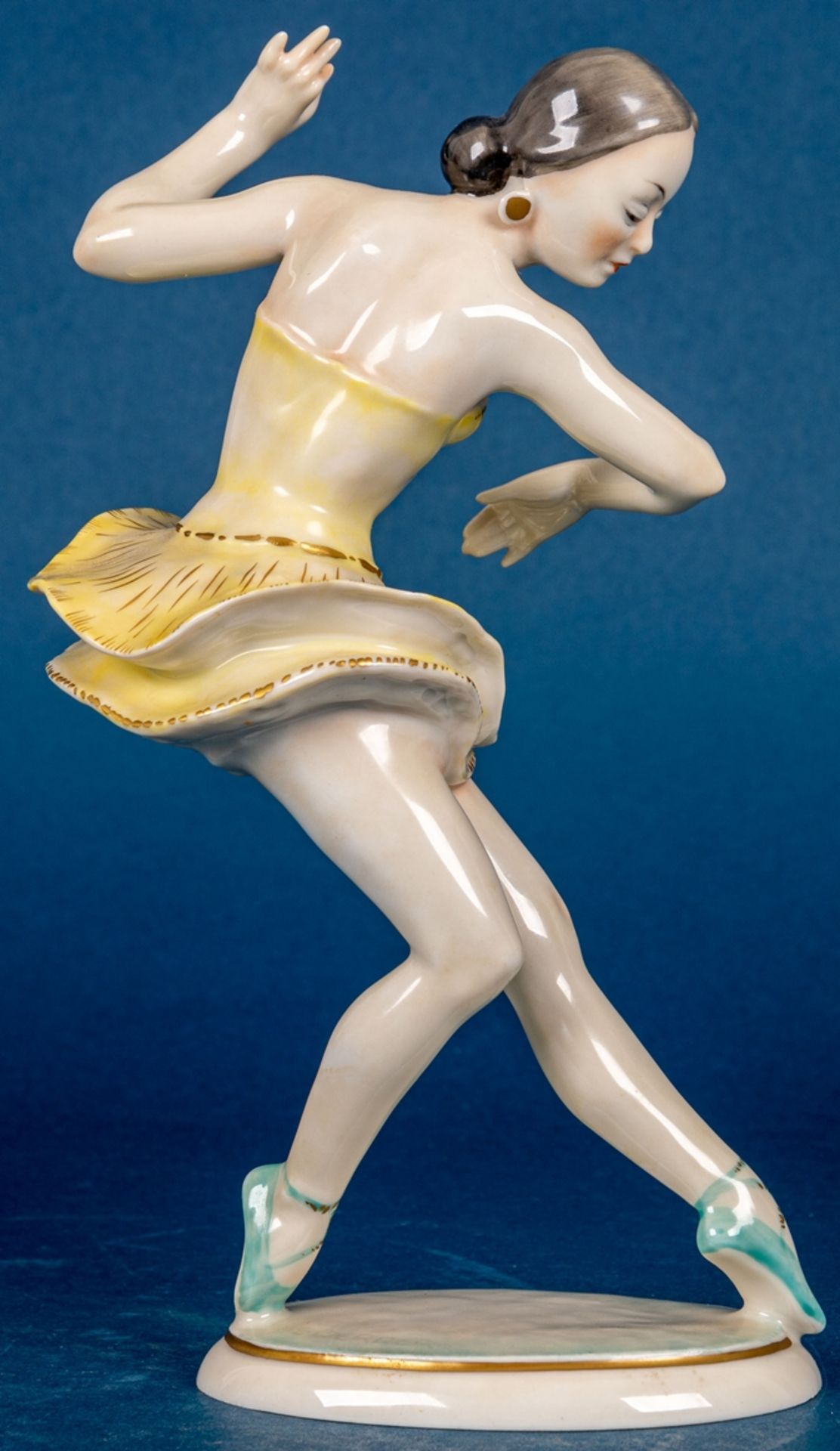 Ballett-Tänzerin in gelbem Kleid, Hutschenreuther-Kunstabteilung - Selb, Höhe c - Image 4 of 16