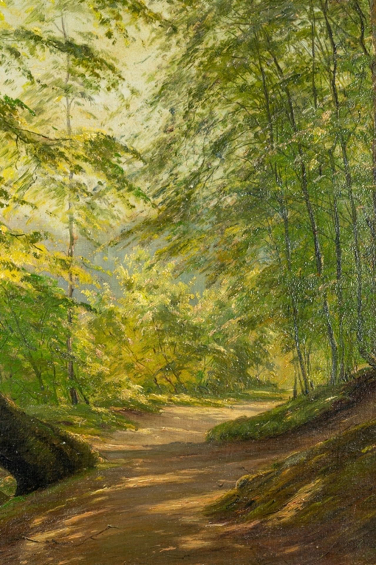 "Lichtdurchfluteter Sommerwald", Gemälde, Öl auf Leinwand, ca. 46 x 66 cm, mono - Image 5 of 12