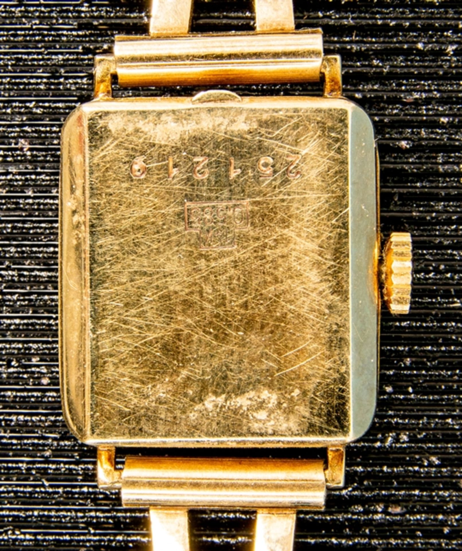 Elegante STOWA - Damenarmbanduhr, 585er Gelbgoldgehäuse und Armband mit Bügelve - Bild 5 aus 6