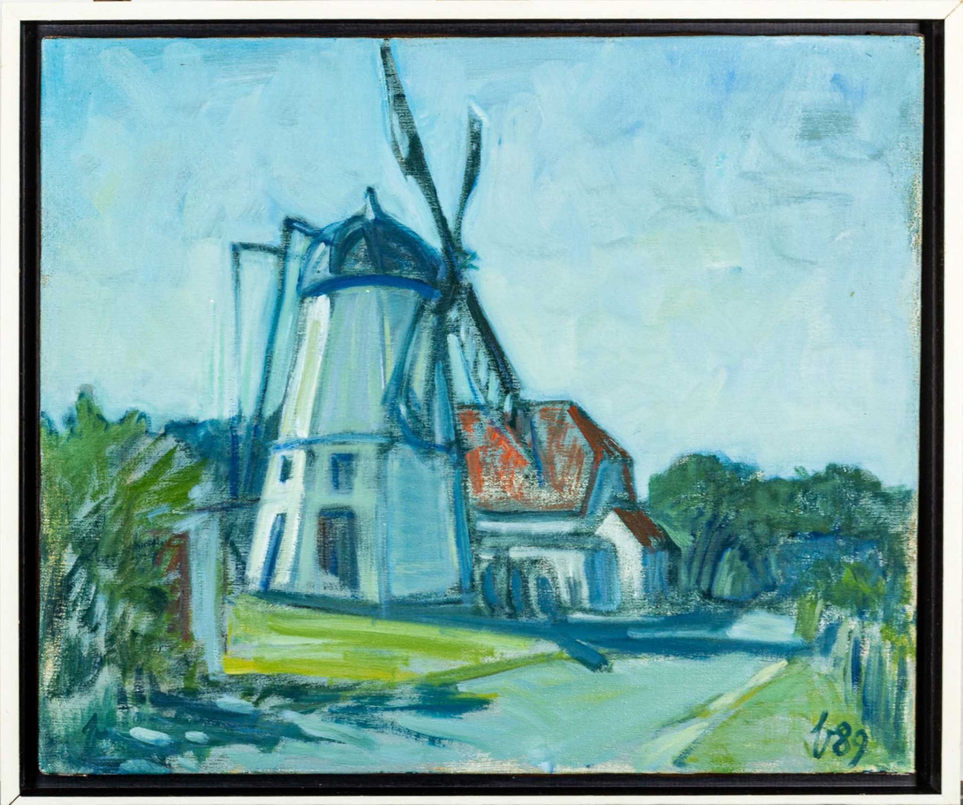 "Windmühle", Gemälde des Paul Baak (1912 - 1994) von 1989, ca. 50 x 60 cm, Scha
