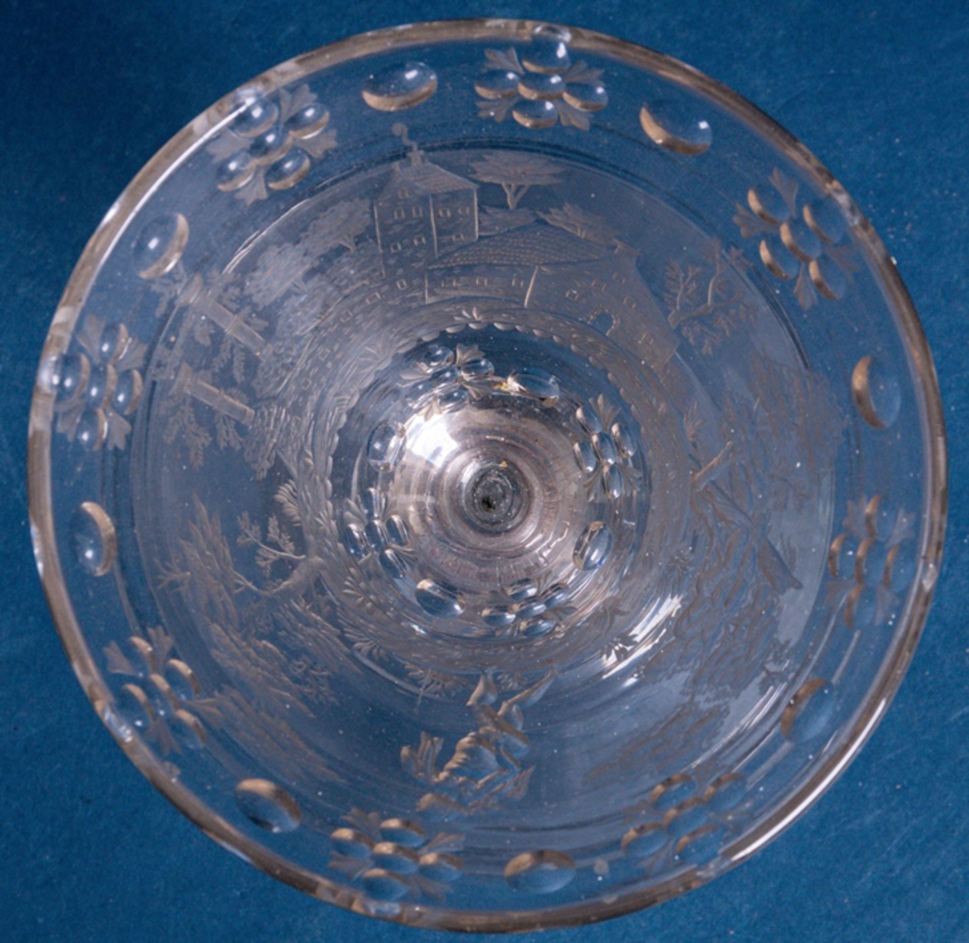 Barocker Glaspokal, 17./18. Jhd., farbloses Glas mit aufwändigen Schliffdekoren - Image 8 of 9