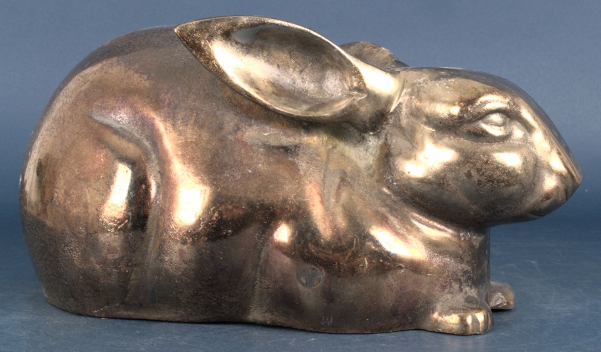 Großer "Hasi", silberfarbiger Metallguss eines "ausgewachsenen" Hasen, Länge ca - Bild 2 aus 5