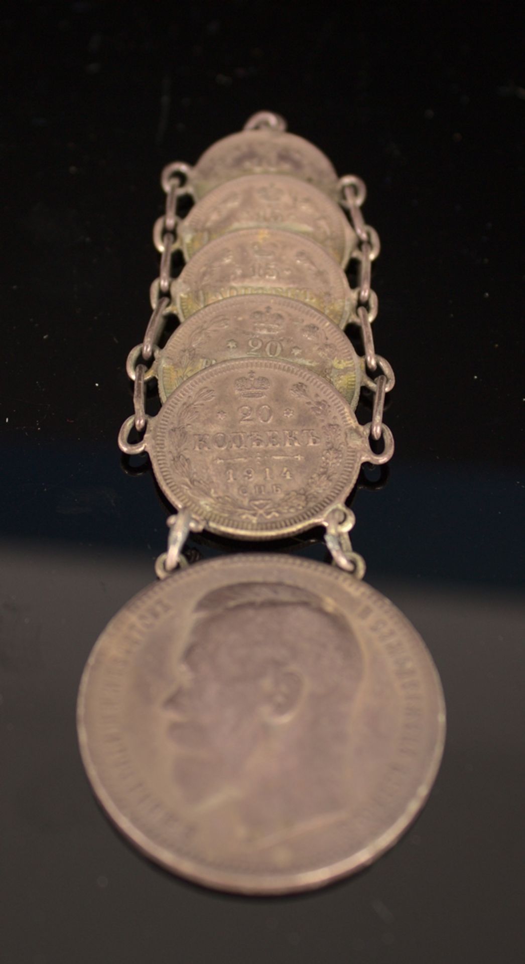 6teilige "russische Silbermünzen - Chatelaine" - Uhrenkette, bestehend aus 6 mi - Image 2 of 7