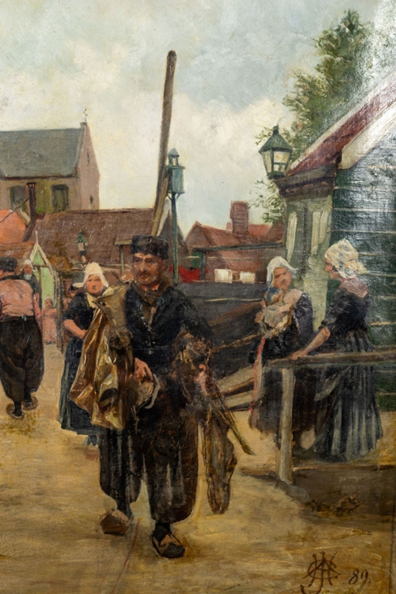 "Holländisches Städtchen mit Fußvolk" - Gemälde, Ö auf Leinwand, unten rechts m - Bild 6 aus 11