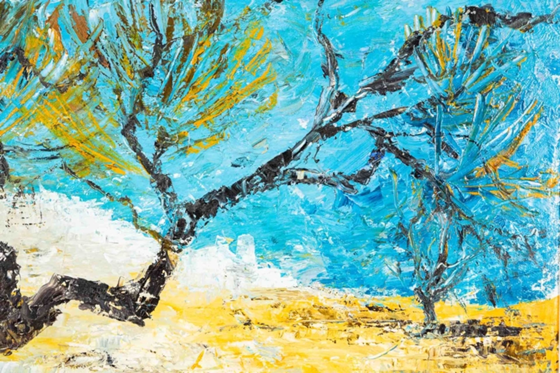 "Olivenbaum", Tempera auf Hartfaserplatte, ca. 55 x 72 cm, unten rechts sign.: - Bild 4 aus 9