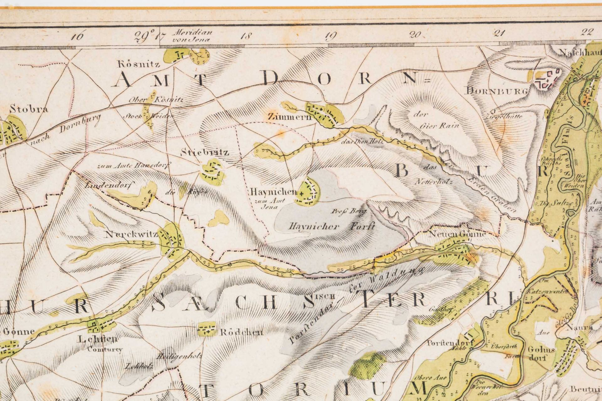 "Plan von der Stadt Jena....1800", teilkolorierter, hinter Glas gerahmter Stadt - Image 9 of 14