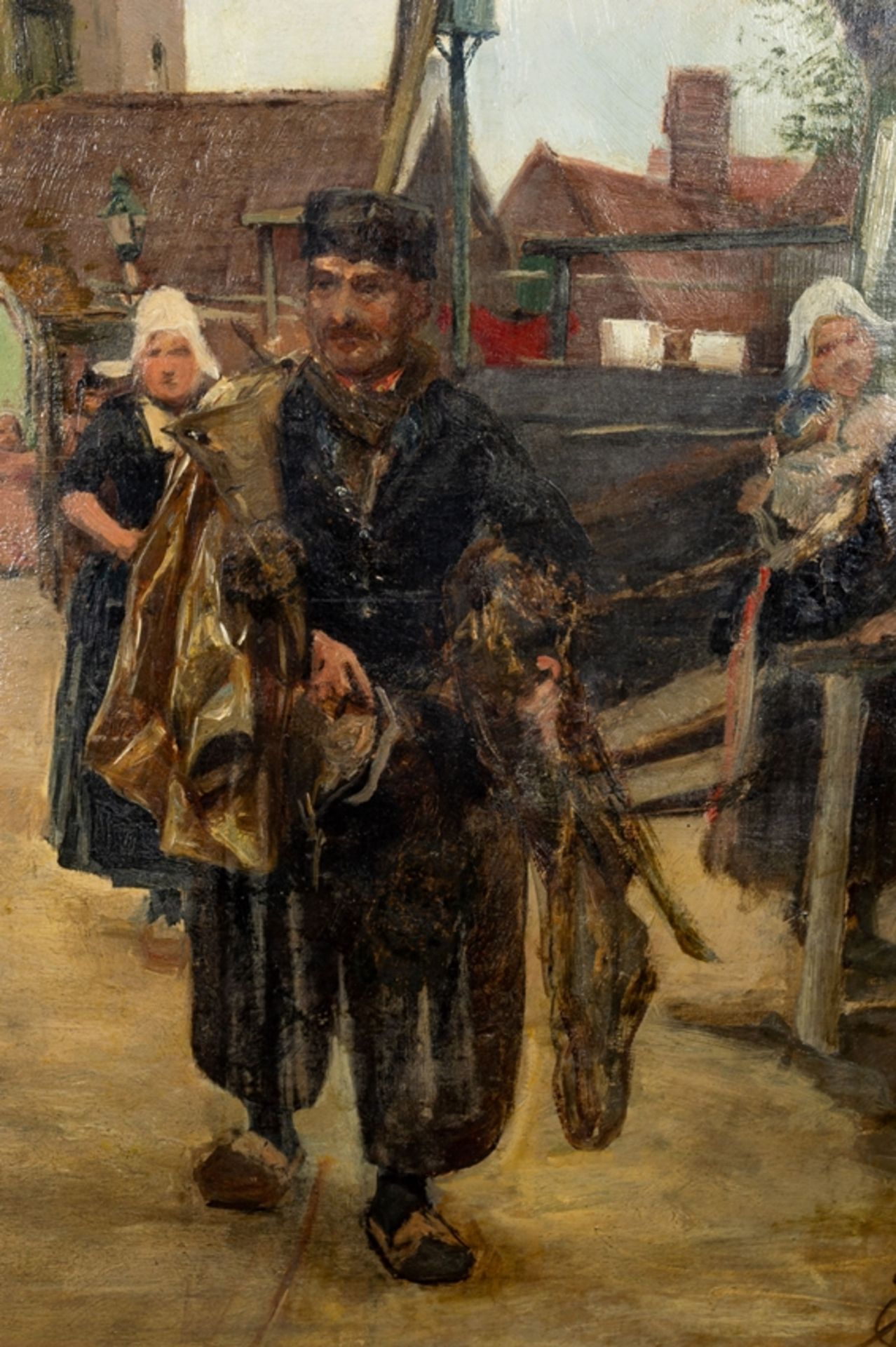 "Holländisches Städtchen mit Fußvolk" - Gemälde, Ö auf Leinwand, unten rechts m - Bild 7 aus 11