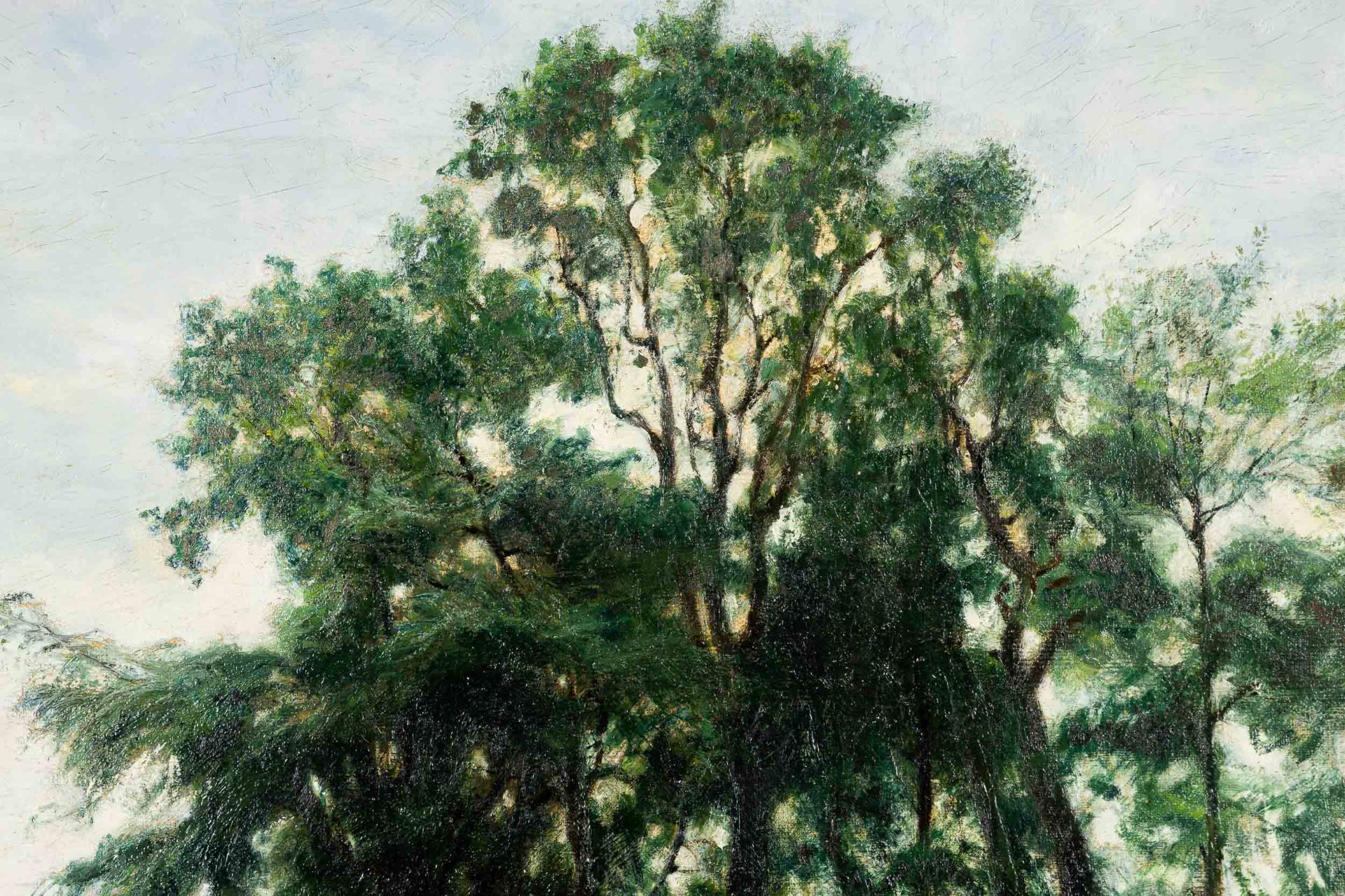 "Sommerliche Landschaft mit Kühen", Gemälde Öl auf Leinwand, ca. 55 x 63 cm, un - Bild 10 aus 16