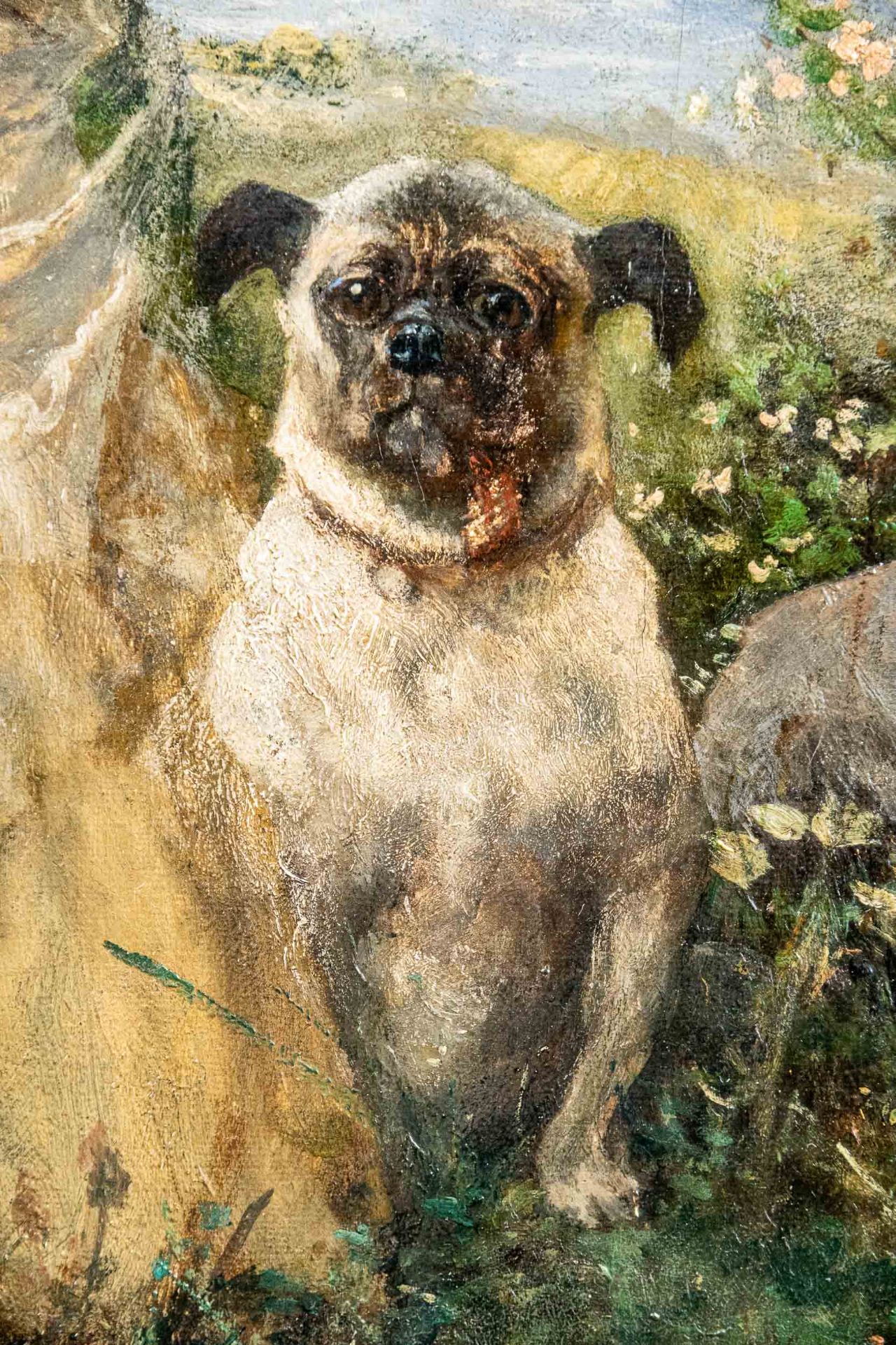 "Sommerliche Rast mit Mops", Gemälde Öl auf Leinwand, ca. 64 x 91 cm; unten rec - Bild 7 aus 15