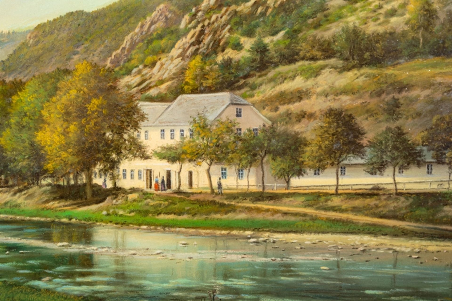 "Sommerliche Flusslandschaft im Elbsandsteingebirge" - detailreiches Pastell, c - Bild 6 aus 10