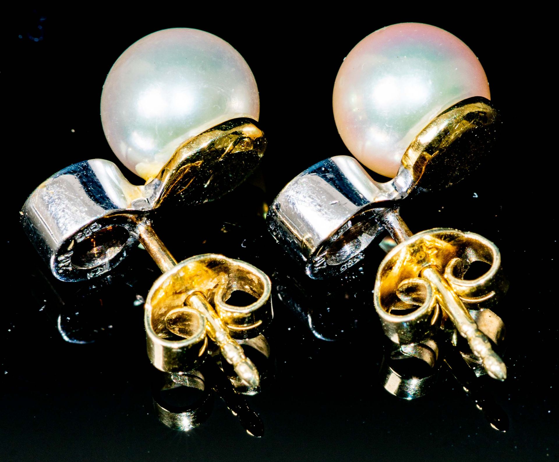 Paar feiner Ohrstecker, 585er Gelbgoldfassung mit einzeln gefassten Brillanten - Image 2 of 10