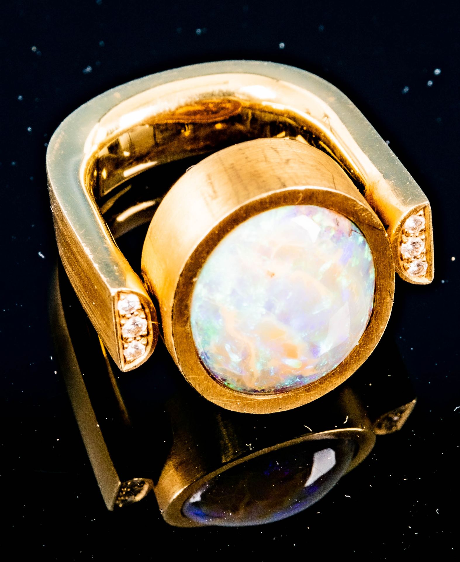 Exquisiter großer 750er Gelbgoldring ( unisex) mit "Boulder - Opal" - Cabochon - Image 3 of 10