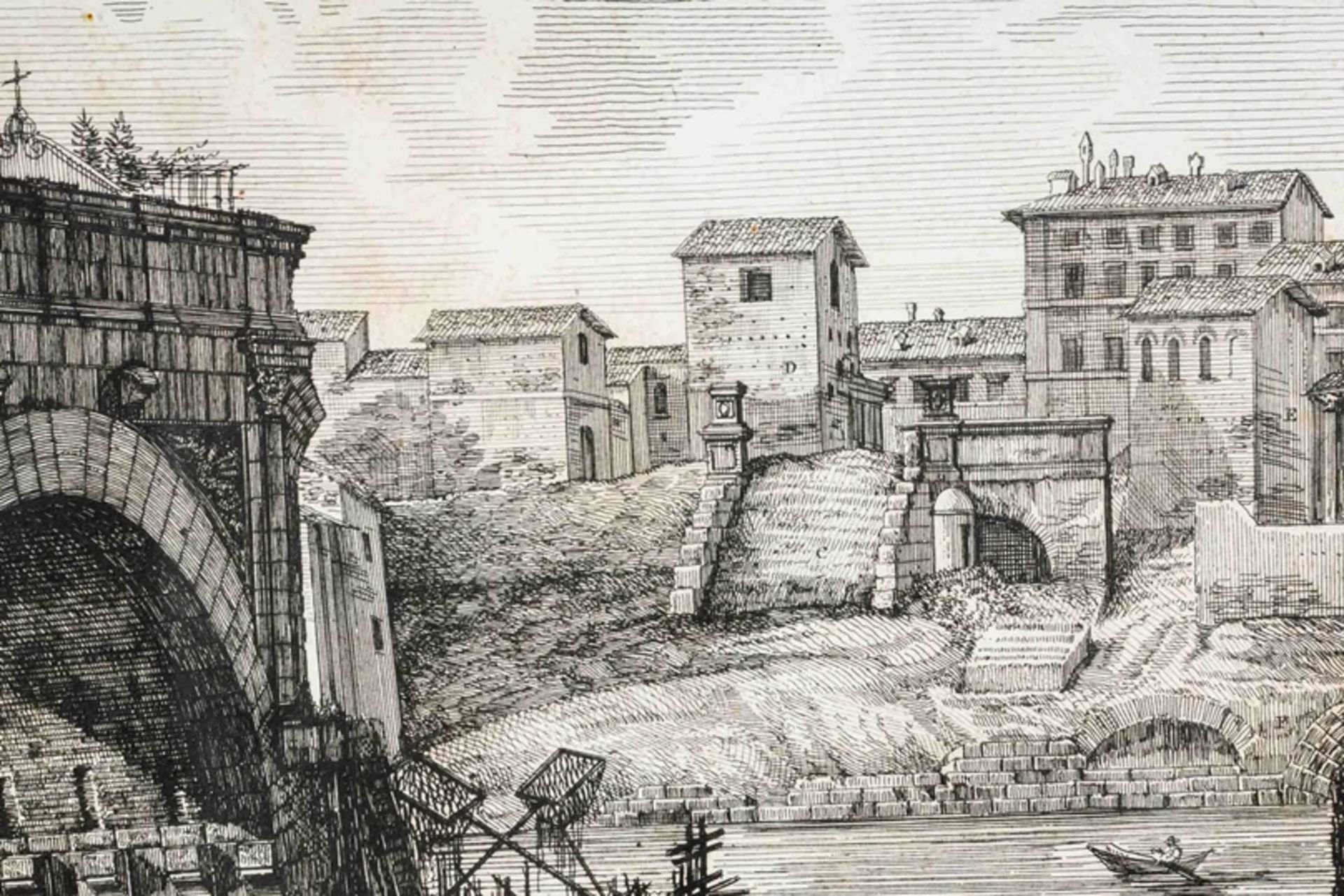 "Veduta Del Ponto Rotto" - Roma 1822. Hinter Glas gerahmte Radierung des Luigi - Image 6 of 16