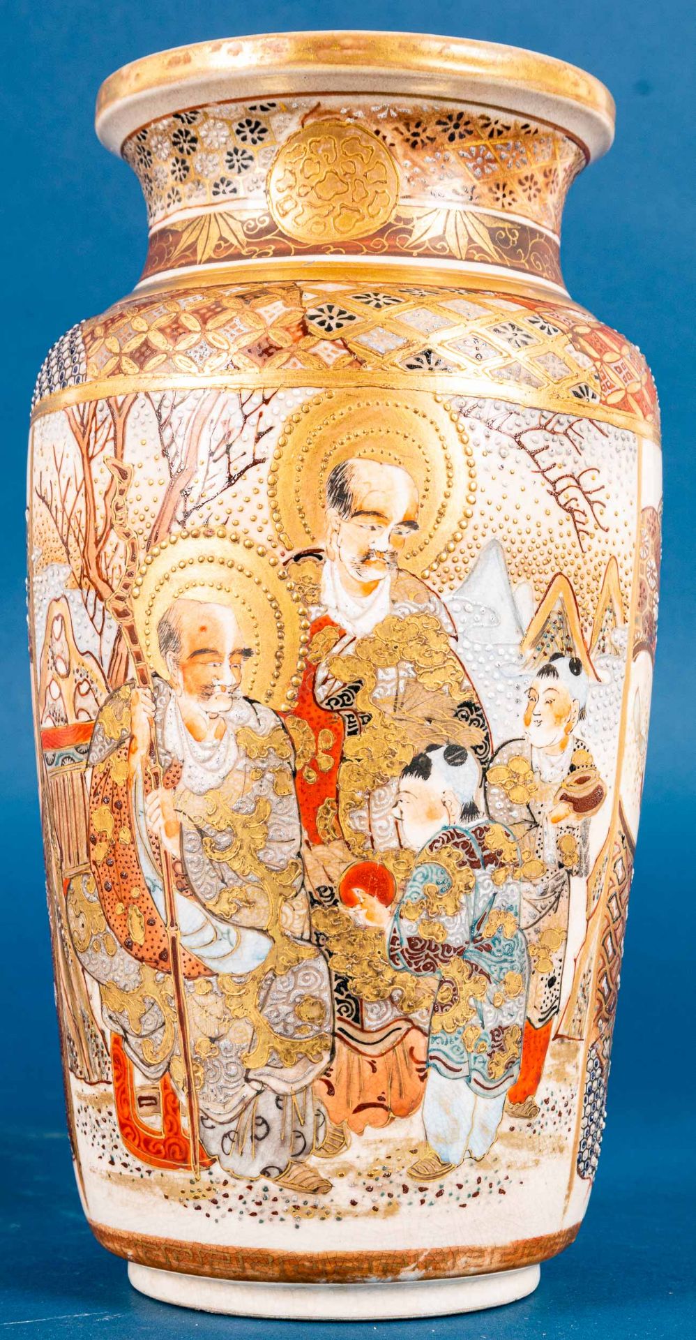 Paar antiker japanischer Feinsteinzeug - Tischvasen. Höhe je ca. 26 cm, Durchme - Image 9 of 14
