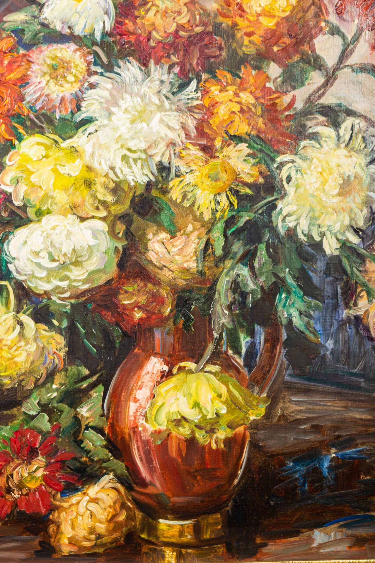 Großes Blumenstilleben, Gemälde Öl auf Leinwand, unten links signiert: M. Eberh - Bild 3 aus 9