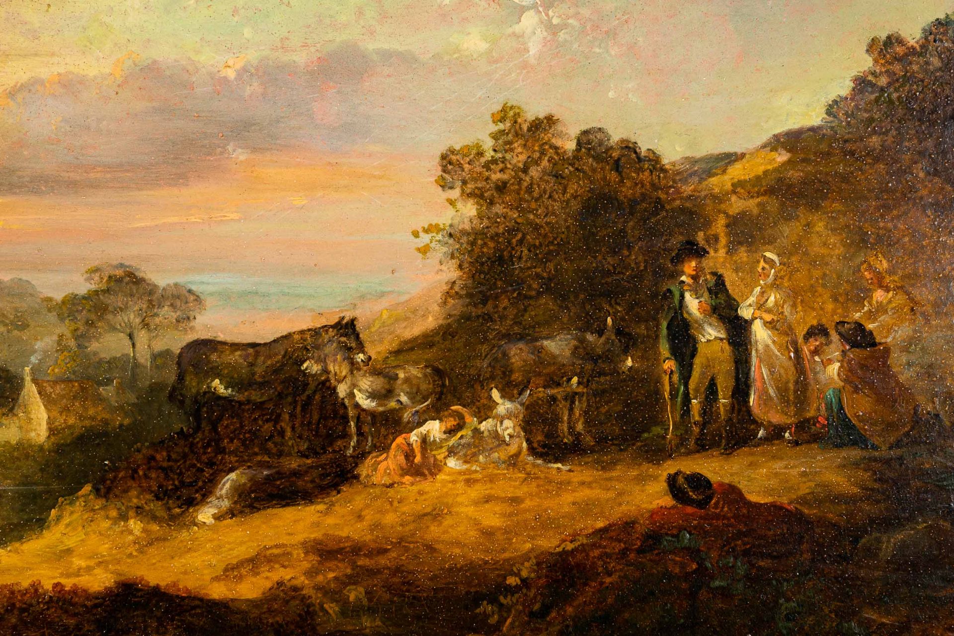 "Rastende Gesellschaft in weiter Landschaft", Gemälde Öl auf Eichenholztafel, c - Bild 3 aus 16