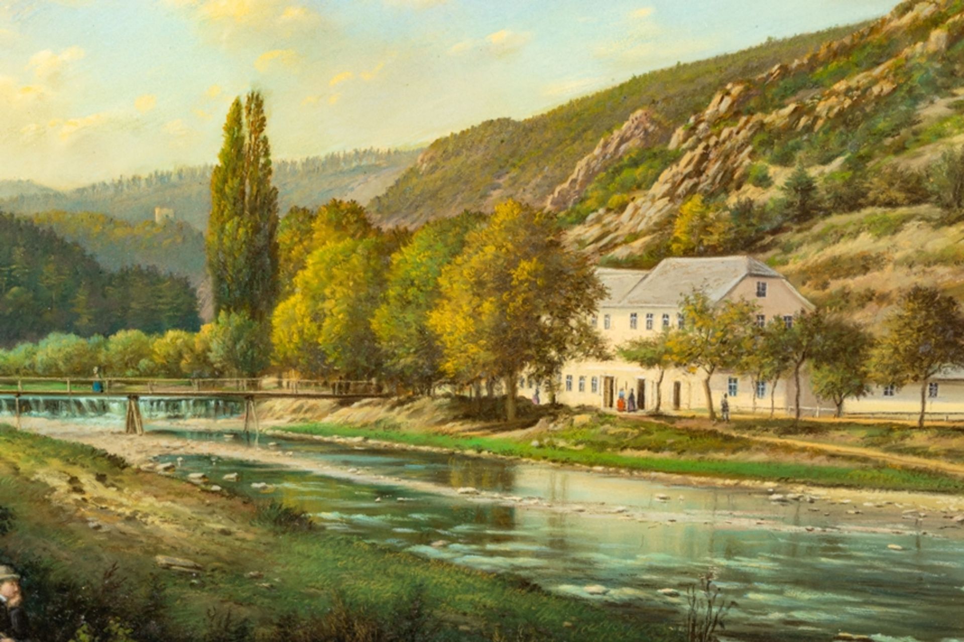 "Sommerliche Flusslandschaft im Elbsandsteingebirge" - detailreiches Pastell, c - Bild 4 aus 10