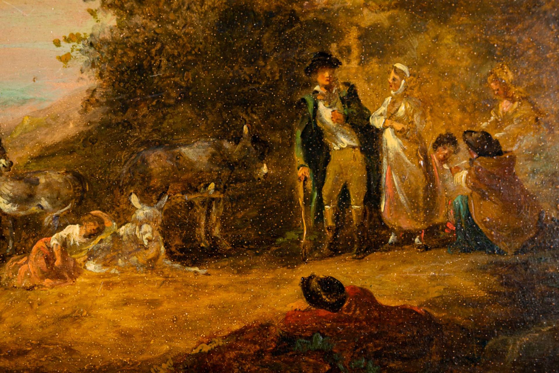 "Rastende Gesellschaft in weiter Landschaft", Gemälde Öl auf Eichenholztafel, c - Bild 5 aus 16