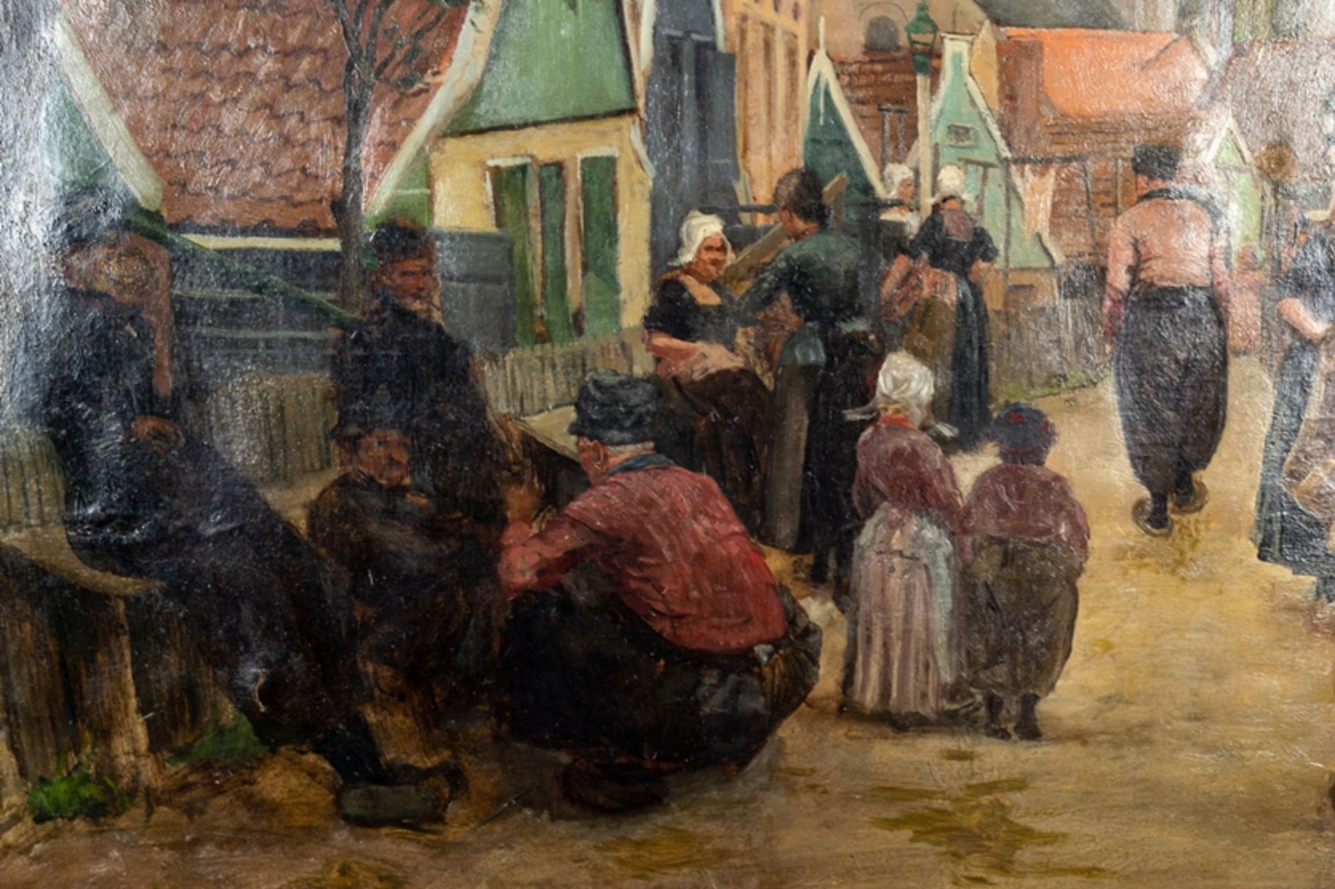 "Holländisches Städtchen mit Fußvolk" - Gemälde, Ö auf Leinwand, unten rechts m - Bild 4 aus 11