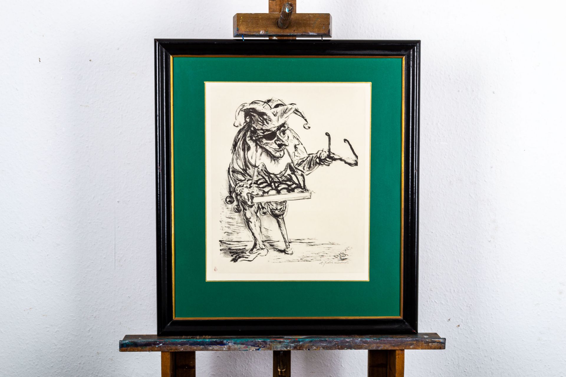 Karikatur des "Käpt ´n Ahab", hinter Glas gerahmte Original- Lithographie des A