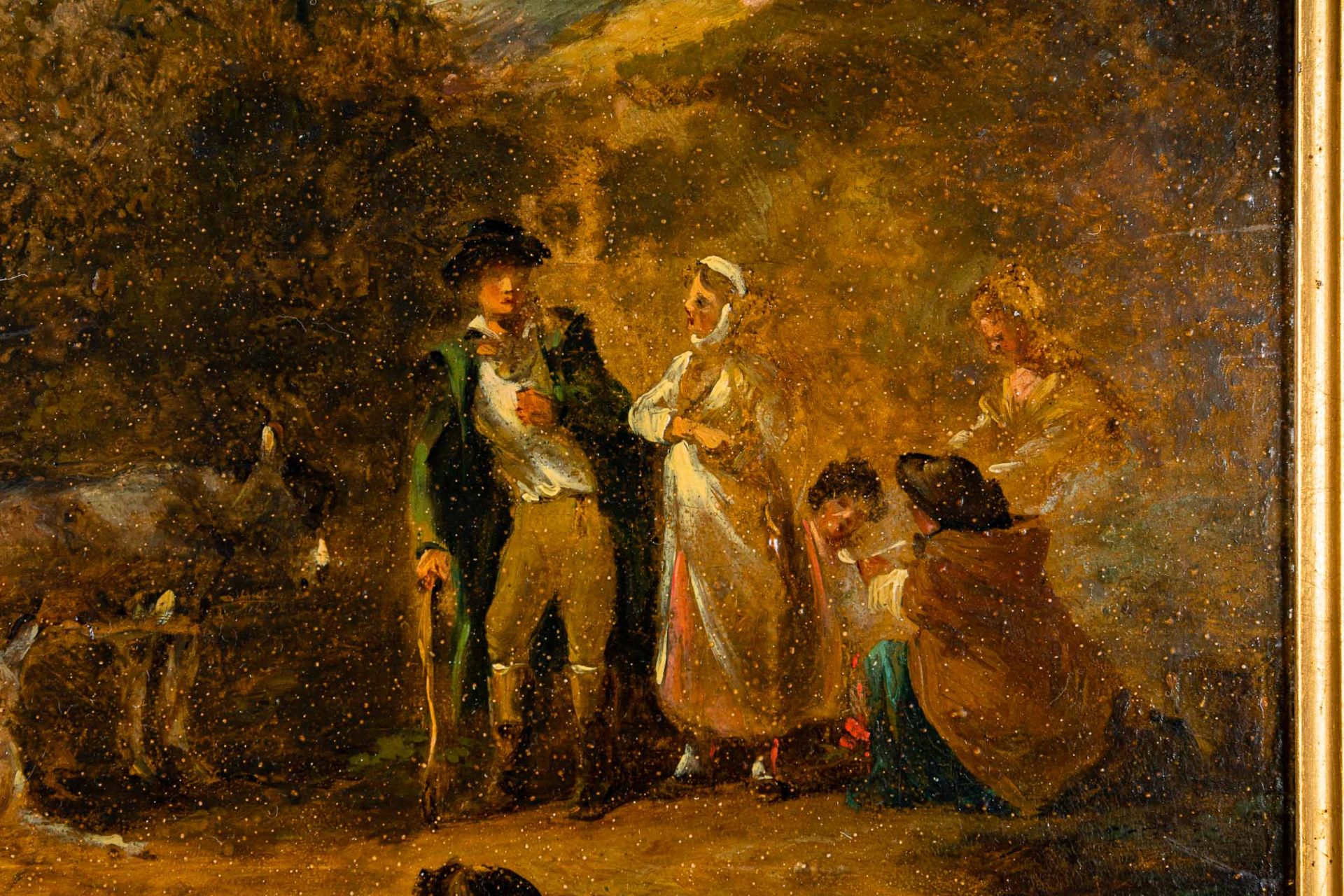 "Rastende Gesellschaft in weiter Landschaft", Gemälde Öl auf Eichenholztafel, c - Bild 4 aus 16