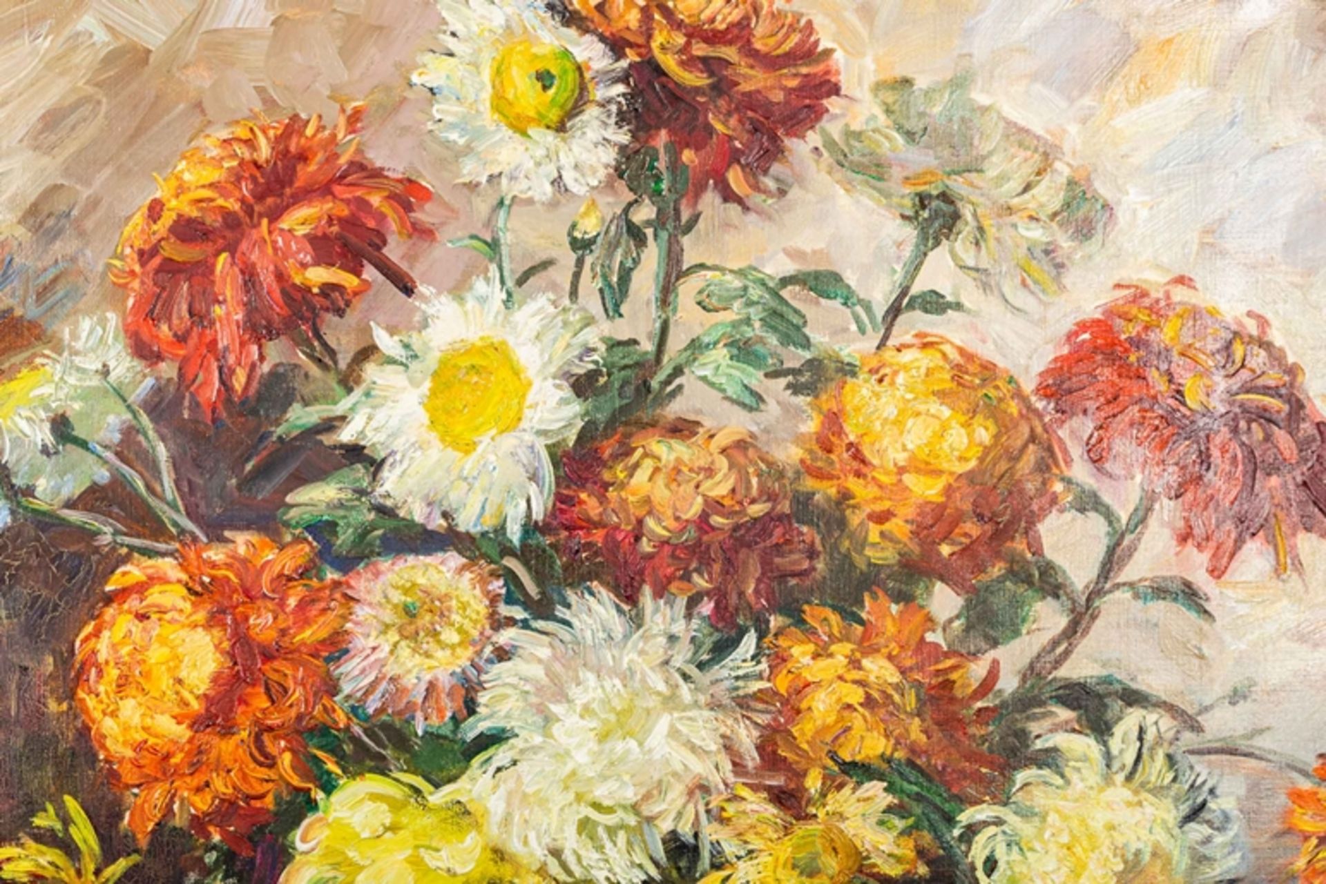 Großes Blumenstilleben, Gemälde Öl auf Leinwand, unten links signiert: M. Eberh - Bild 5 aus 9