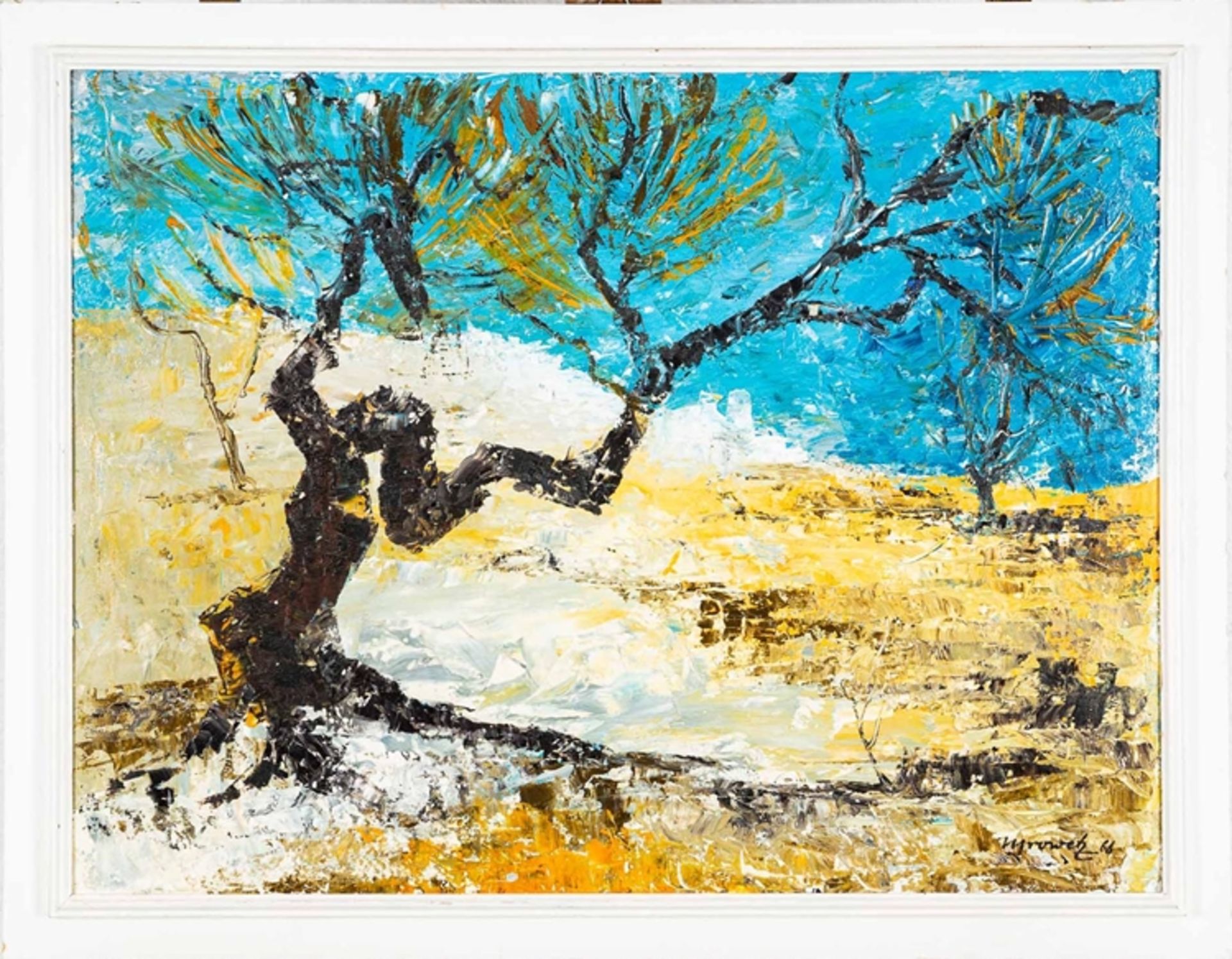"Olivenbaum", Tempera auf Hartfaserplatte, ca. 55 x 72 cm, unten rechts sign.: