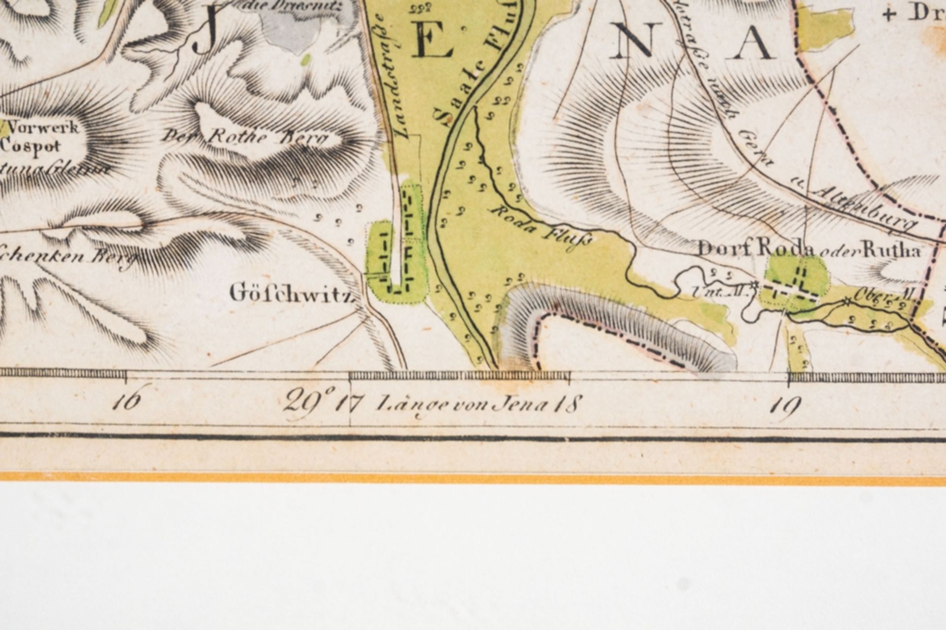 "Plan von der Stadt Jena....1800", teilkolorierter, hinter Glas gerahmter Stadt - Image 11 of 14