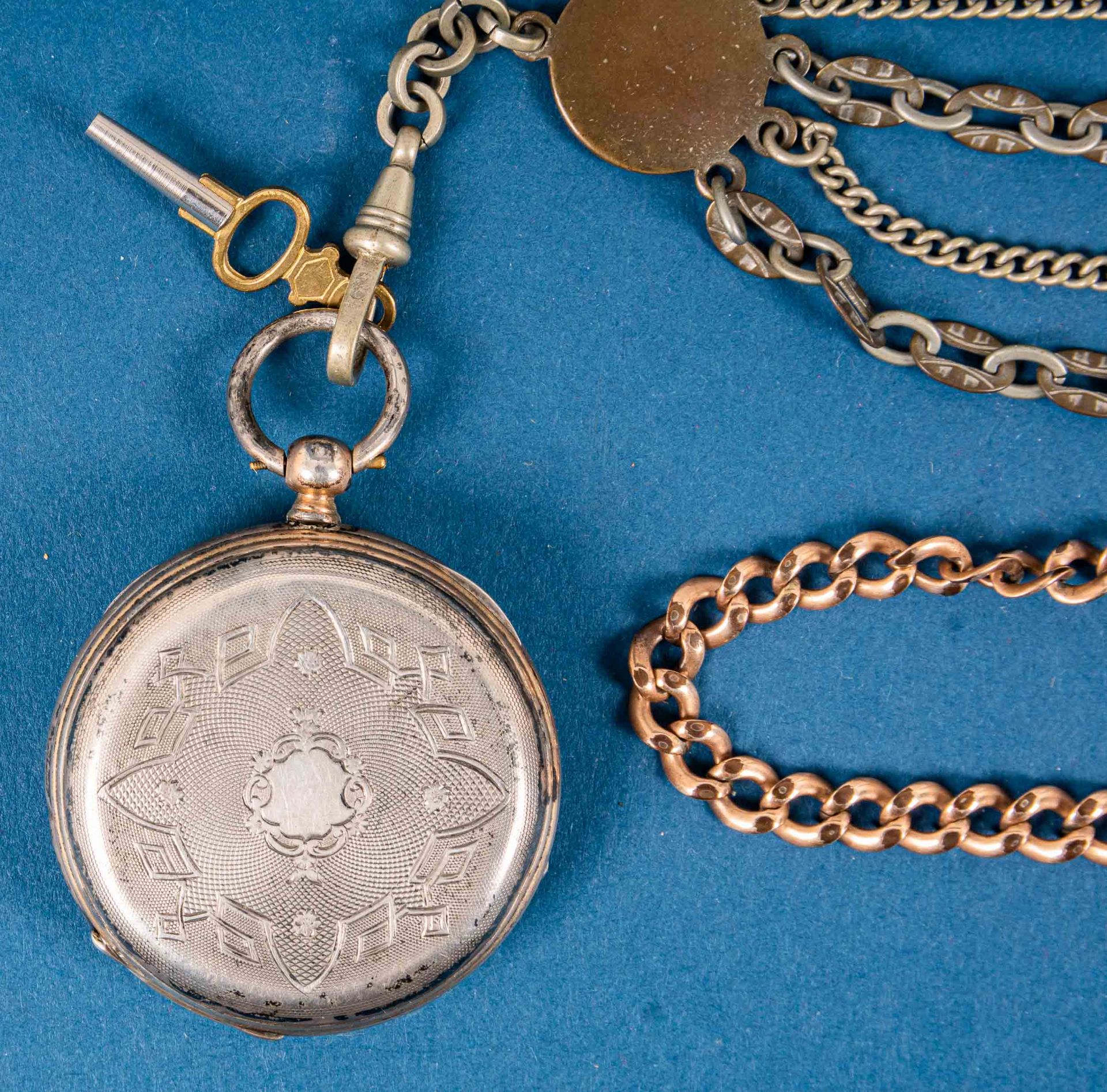 2 antike Taschenuhren mit Schlüsselaufzug, 1 Gehäuse in Silber, beide um 1900, - Bild 8 aus 21