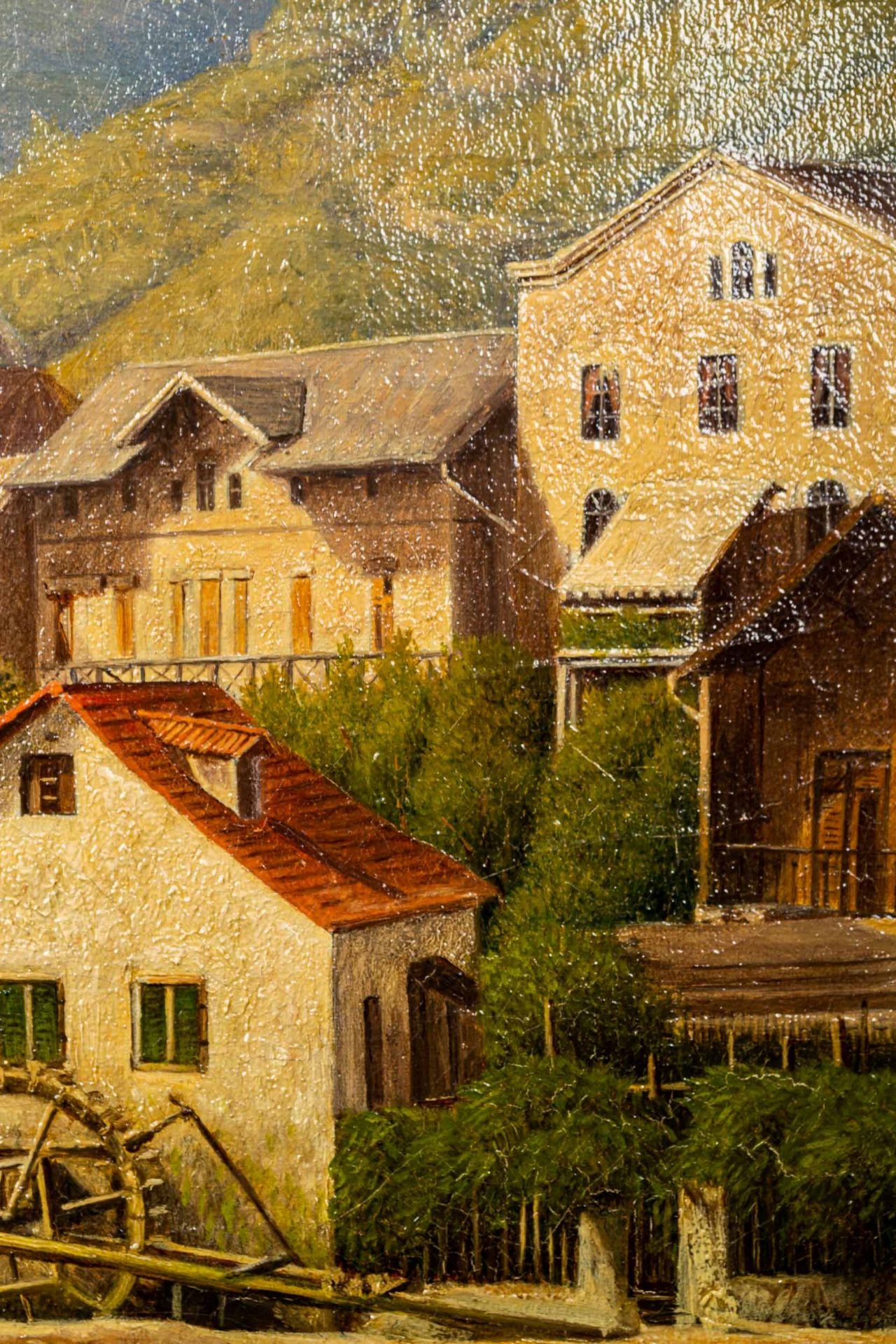"Sommerliches Flussufer mit Stadtansicht", Gemälde Öl auf Leinwand. Detailreich - Bild 6 aus 13