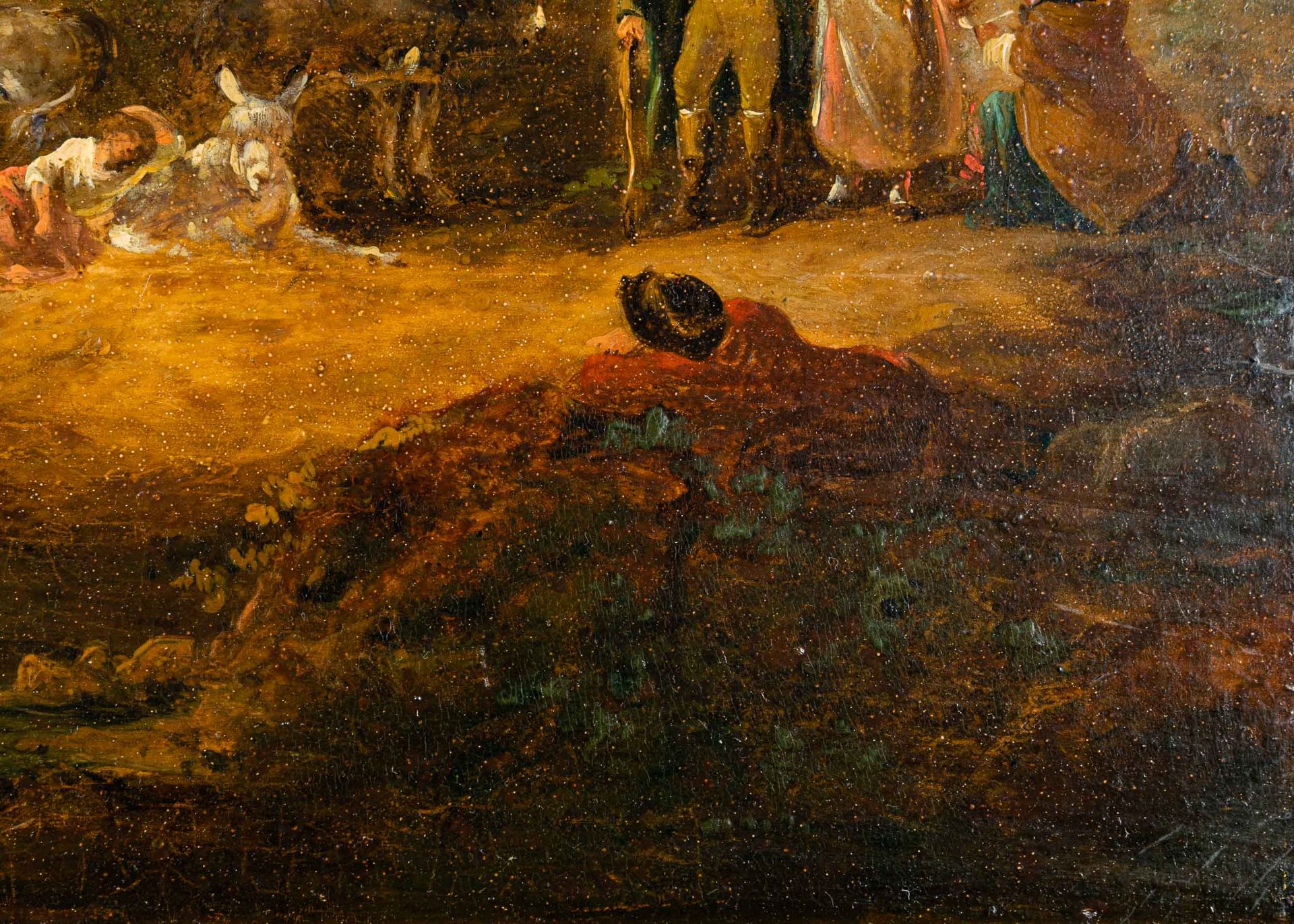 "Rastende Gesellschaft in weiter Landschaft", Gemälde Öl auf Eichenholztafel, c - Bild 7 aus 16