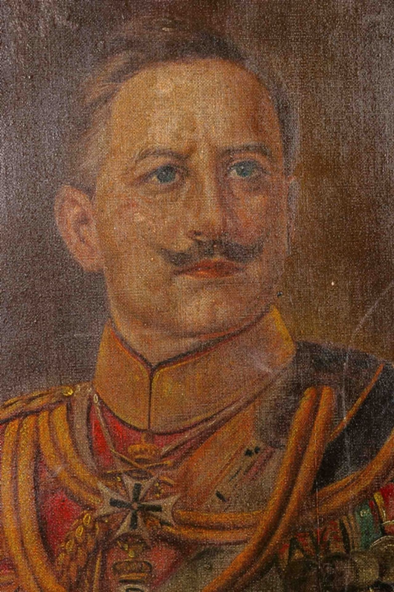 Kaiser Wilhelm II in Paradeuniform mit reichem Ordensbehang. Gemälde Öl auf Lei - Bild 4 aus 6