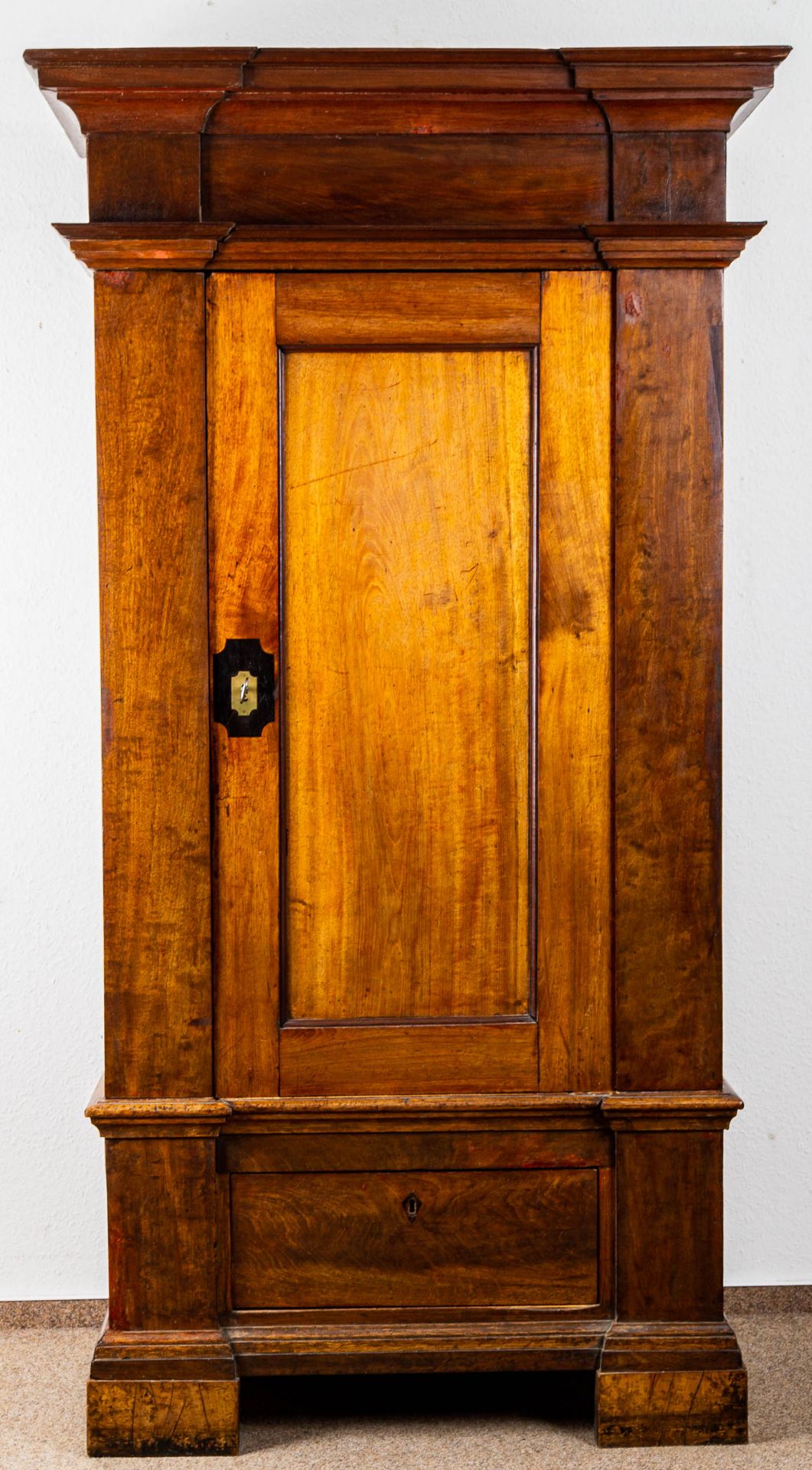 Seltener eintüriger Schrank, Biedermeier deutsch um 1800/ 20, Mahagoni massiv & - Image 13 of 16