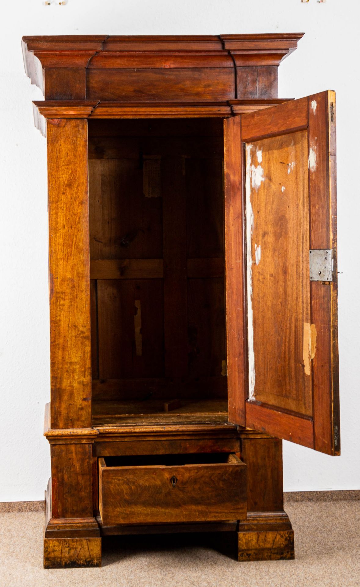 Seltener eintüriger Schrank, Biedermeier deutsch um 1800/ 20, Mahagoni massiv & - Image 11 of 16