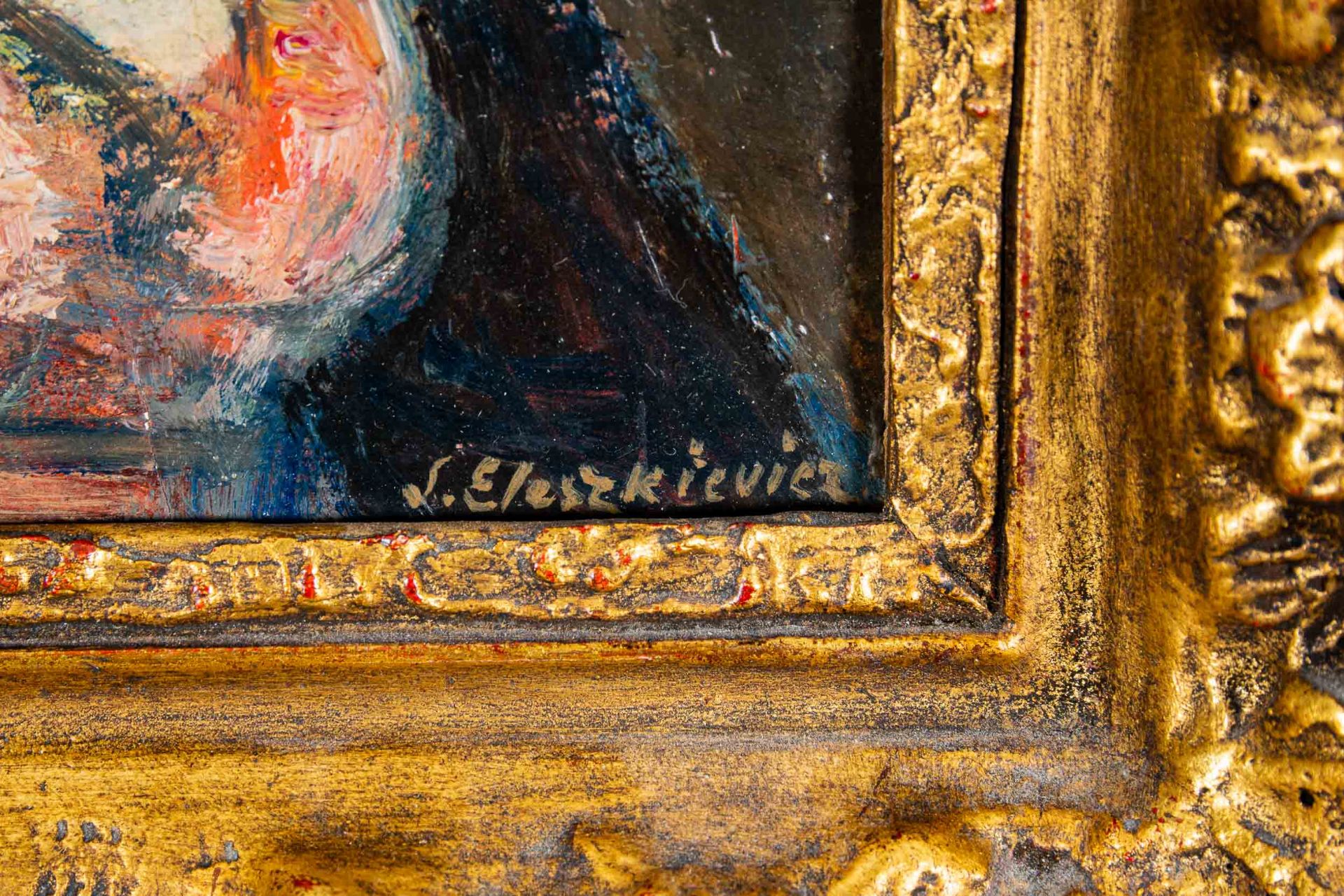 "Elegante junge Dame mit Hut", Gemälde Öl auf Nadelholzplatte, unten rechts sig - Image 7 of 14