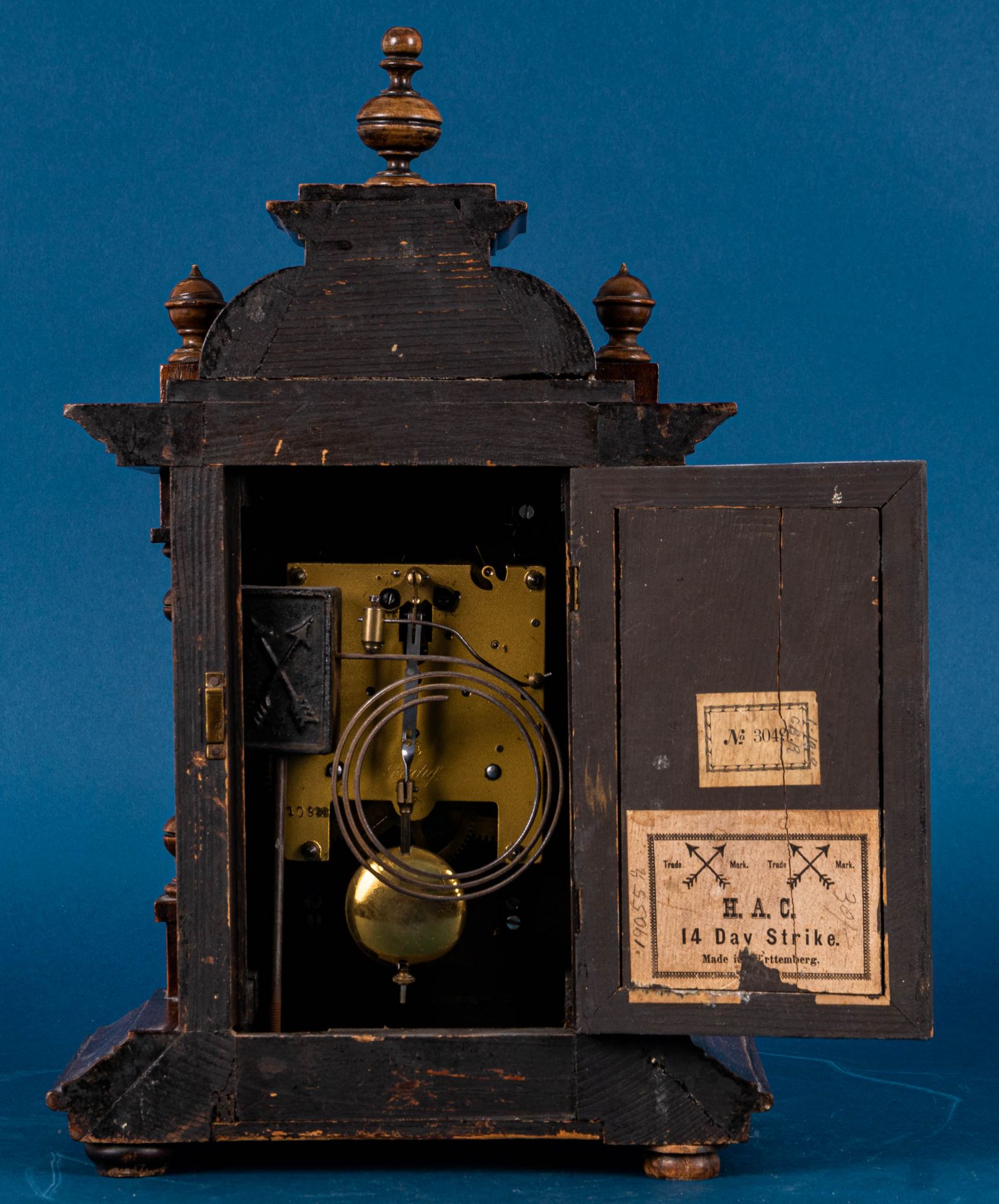 Antike Kamin- / Vertiko - Uhr der Marke "Pfeilkreuz"; Historismus deutsch um 19 - Image 12 of 18