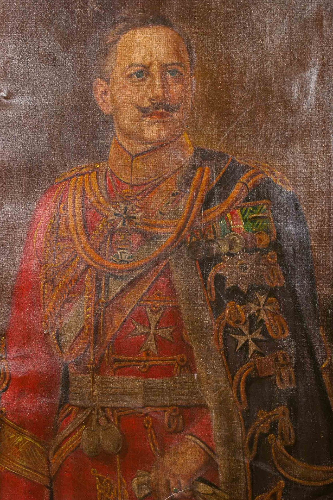 Kaiser Wilhelm II in Paradeuniform mit reichem Ordensbehang. Gemälde Öl auf Lei - Bild 2 aus 6