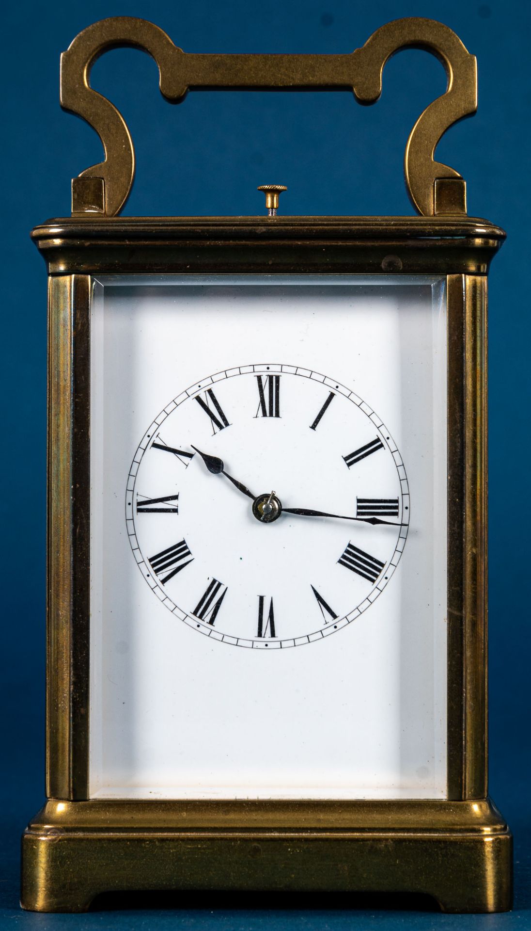 Antike Reiseuhr um 1900, sogenannte "Carriage - Clock", voll verglastes schwere