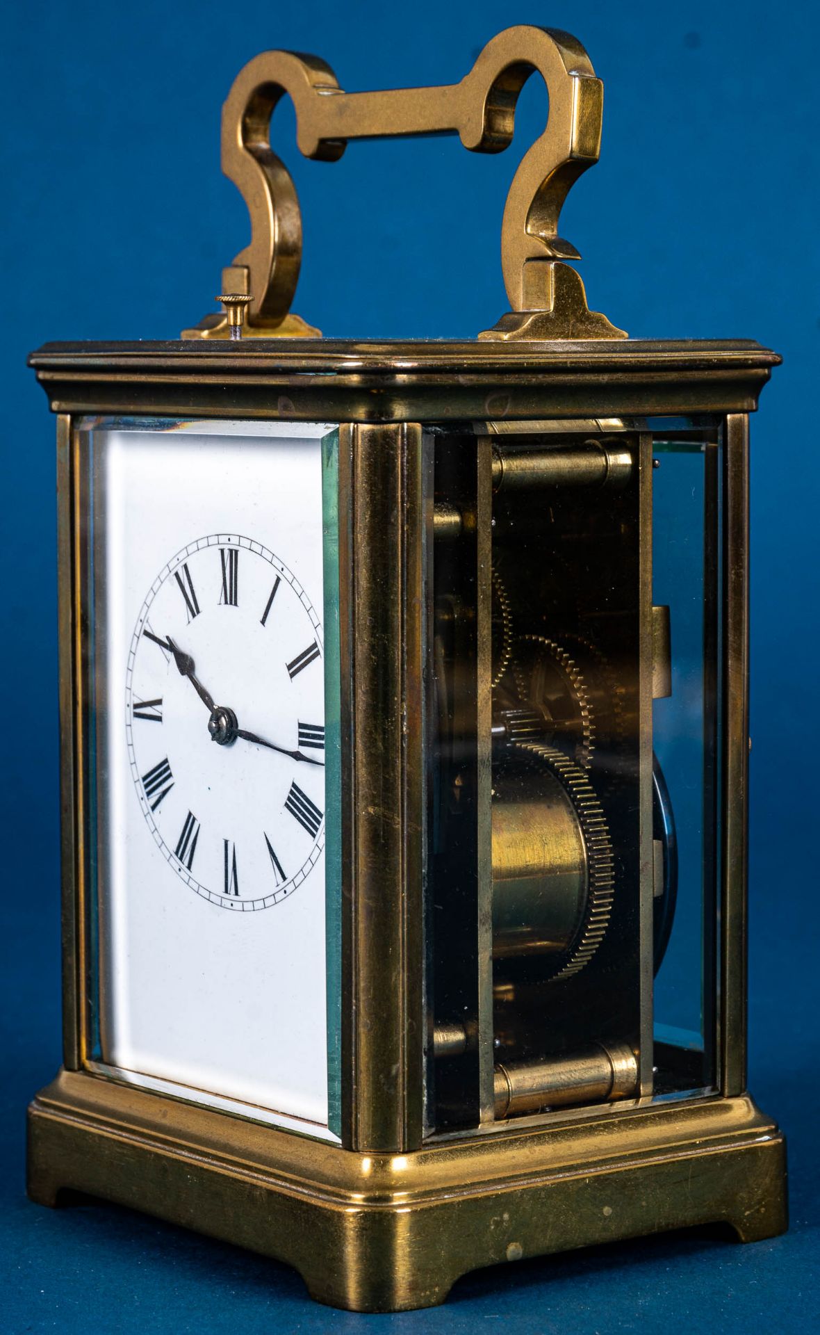 Antike Reiseuhr um 1900, sogenannte "Carriage - Clock", voll verglastes schwere - Image 8 of 19
