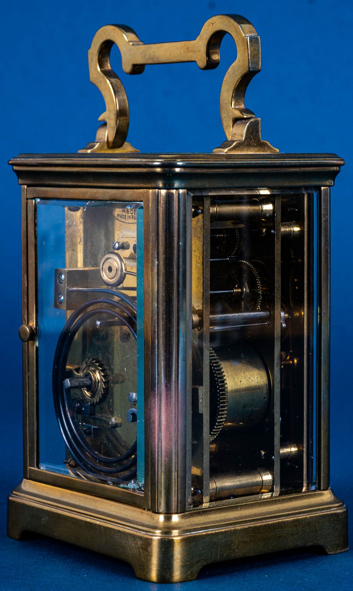 Antike Reiseuhr um 1900, sogenannte "Carriage - Clock", voll verglastes schwere - Image 4 of 19