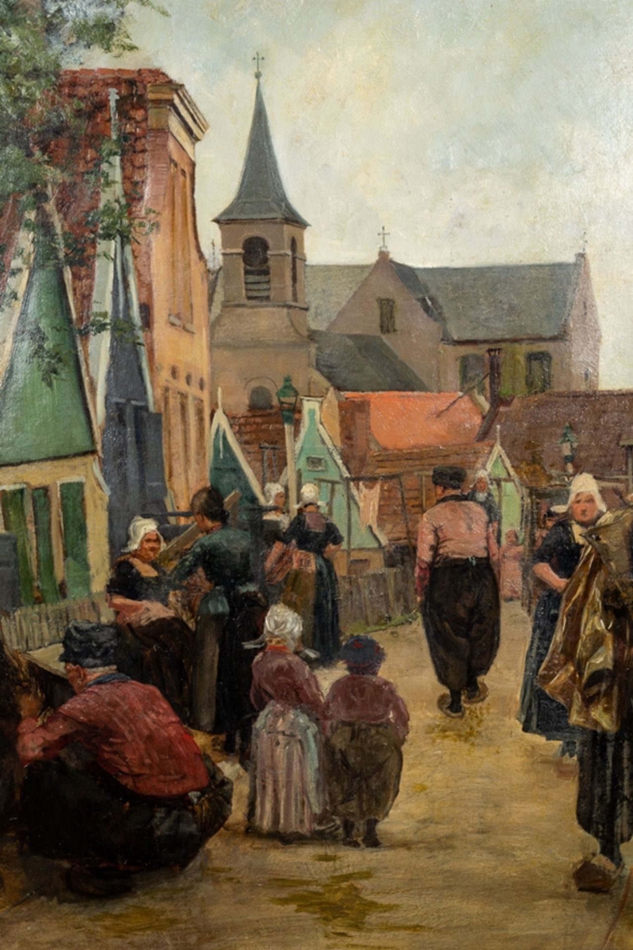 "Holländisches Städtchen mit Fußvolk" - Gemälde, Ö auf Leinwand, unten rechts m - Bild 5 aus 11