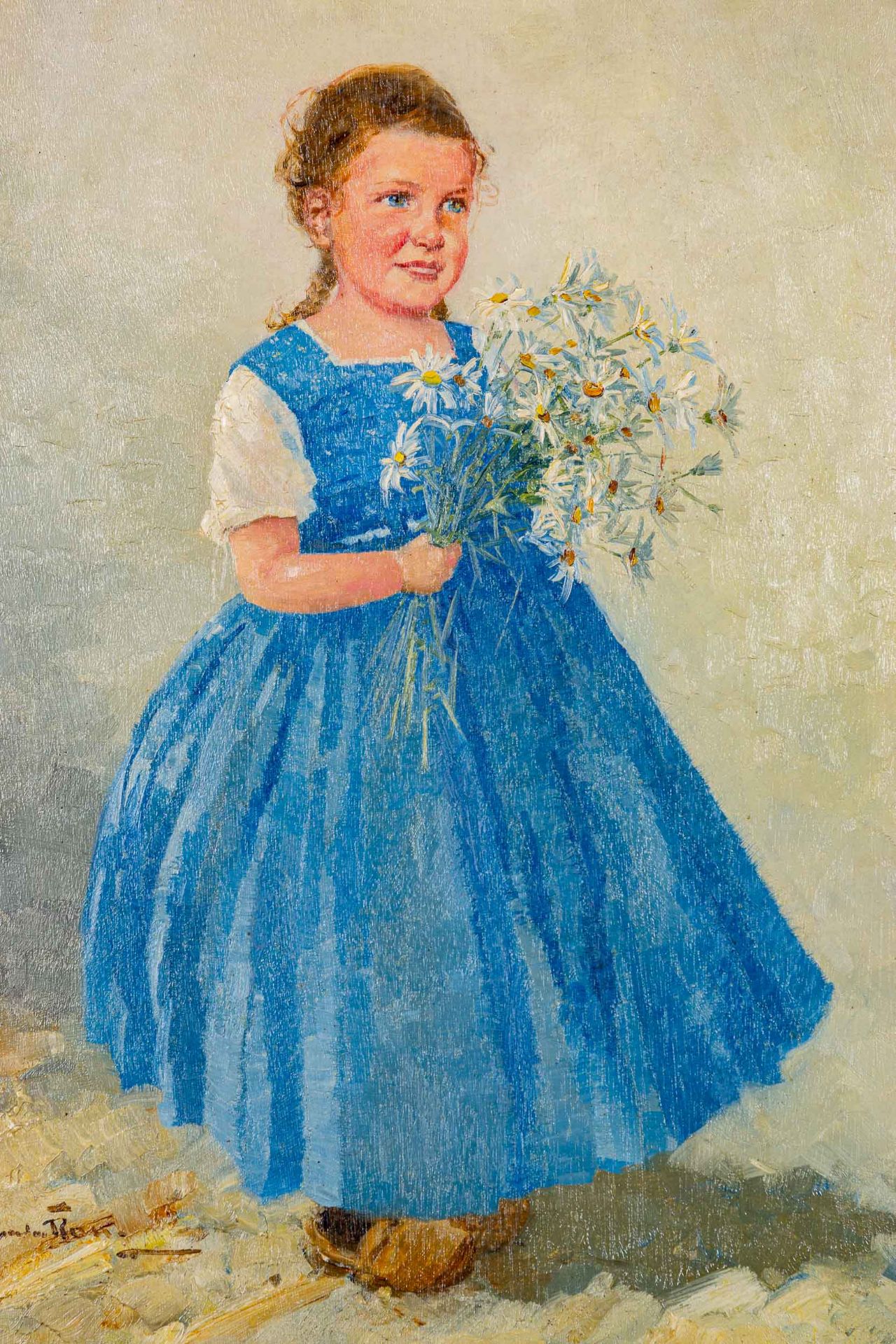 Mädchenportrait der 1940/50er Jahre, Öl auf Schichtholzplatte, ca. 49 x 39 cm, unten links undeutli - Image 3 of 10