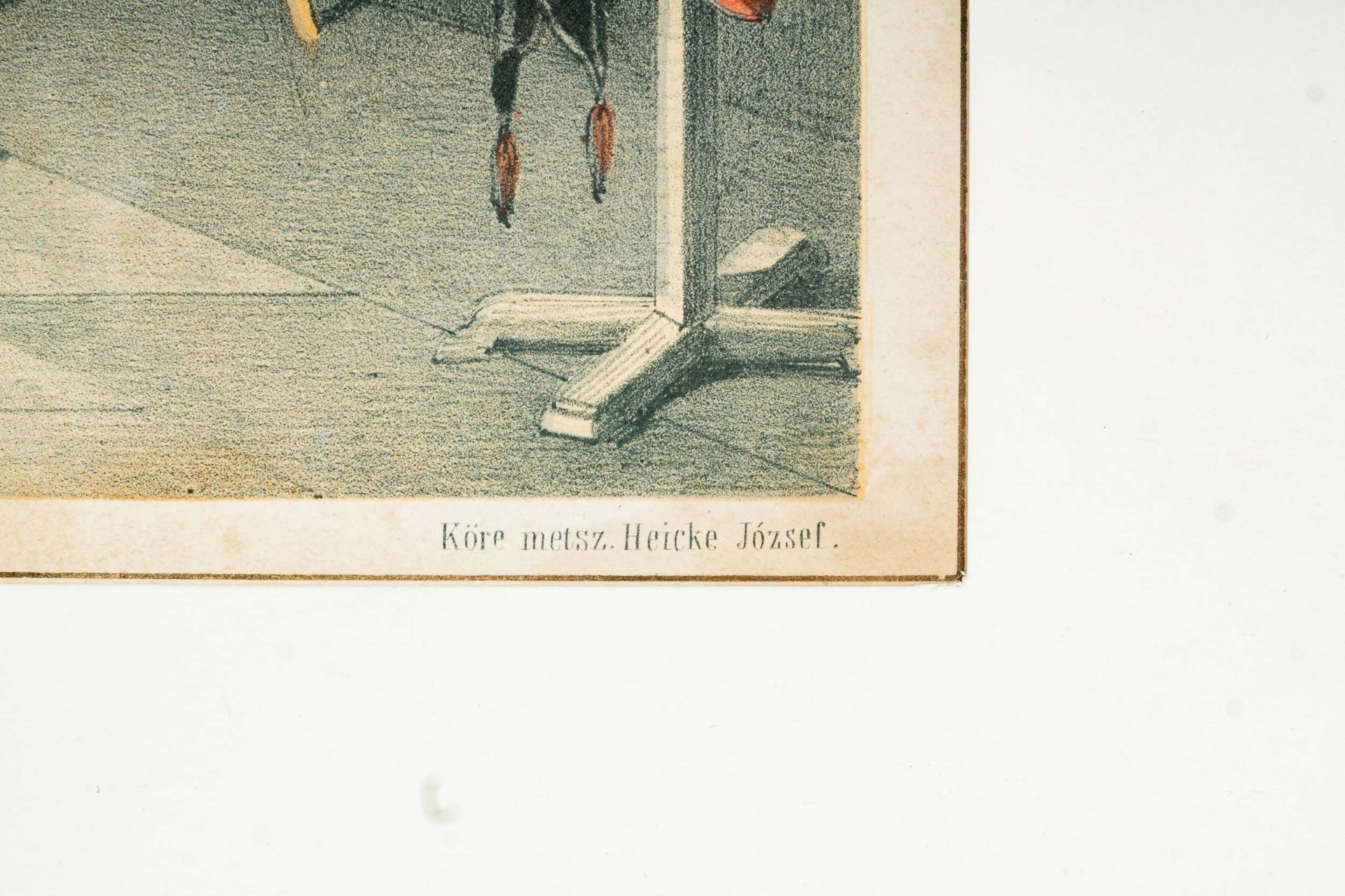 Biedermeierliche Interieur - Szene, hinter Glas gerahmte Farblithographie des 19. Jhdts. des ungari - Bild 8 aus 11