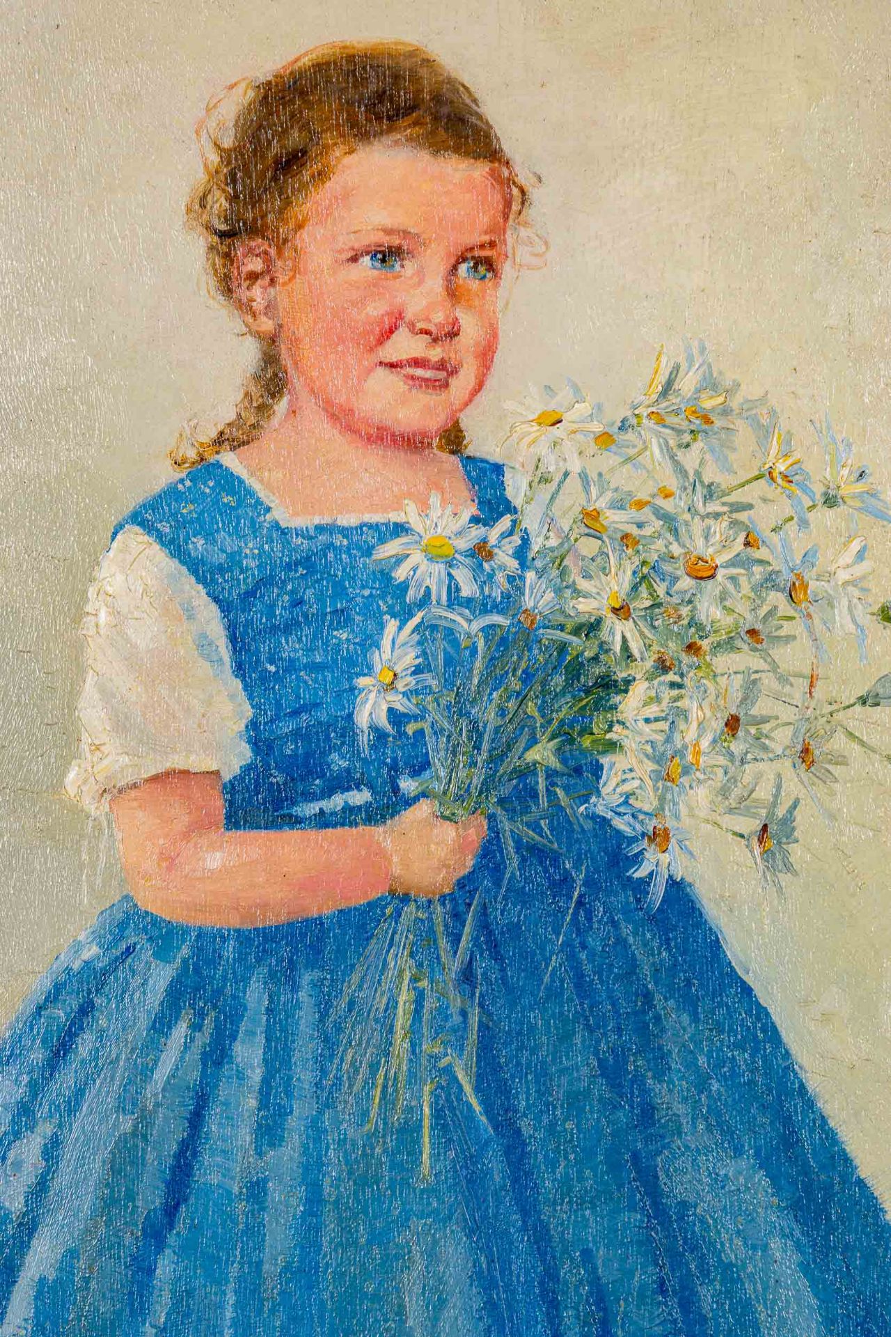 Mädchenportrait der 1940/50er Jahre, Öl auf Schichtholzplatte, ca. 49 x 39 cm, unten links undeutli - Image 4 of 10